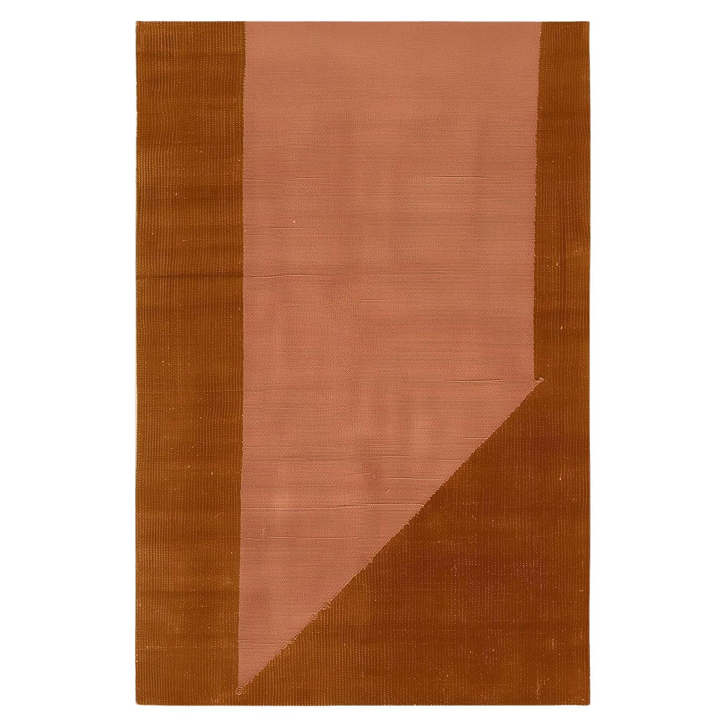 Alfombra Moderna de Mitad de Siglo Motivo Geométrico Mínimo Rosa Colorete, Rojo Marrón