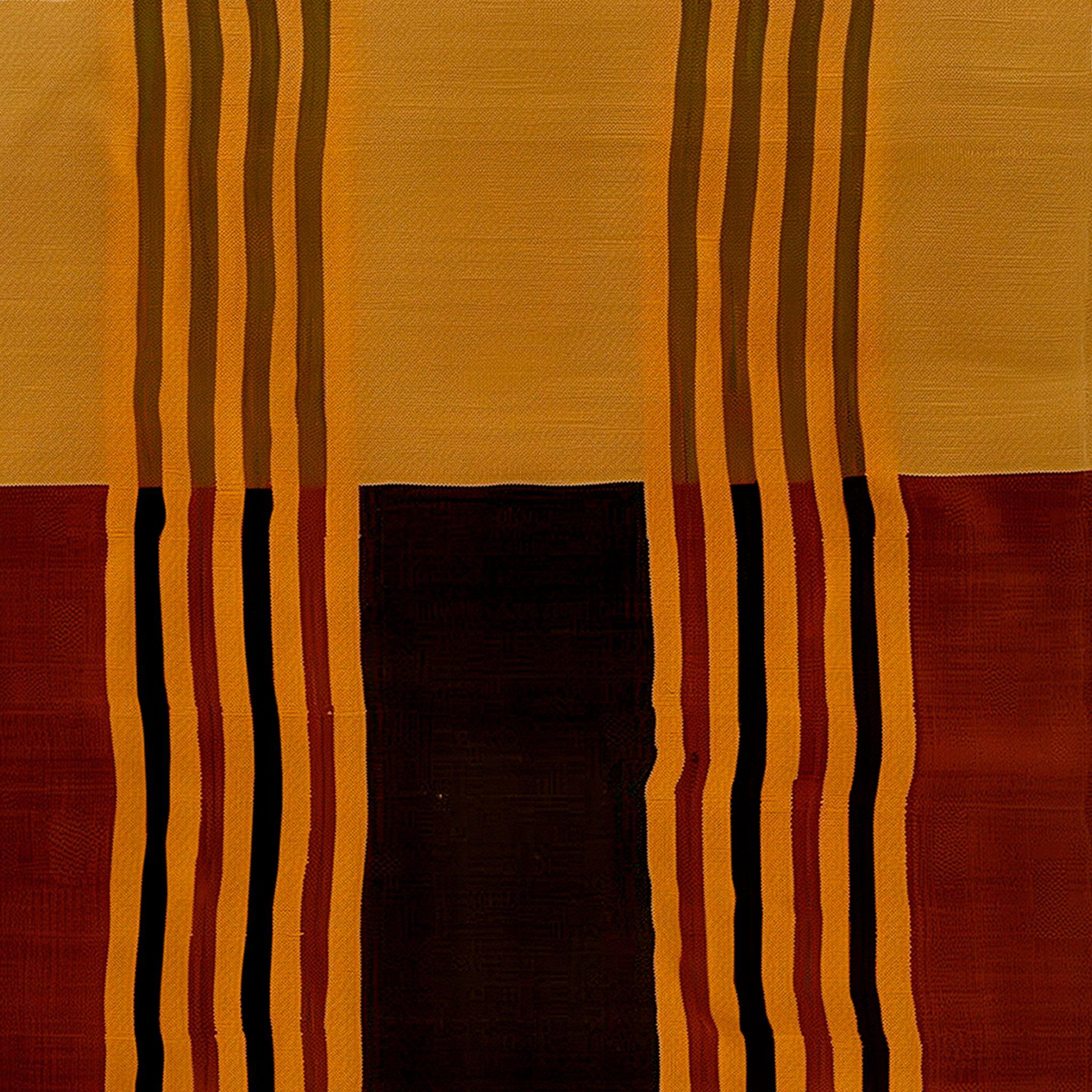 Portuguese Mid-Century Modern Rug Organic Stripes Pattern Red, Brown, Orange, Yellow, Black For Sale