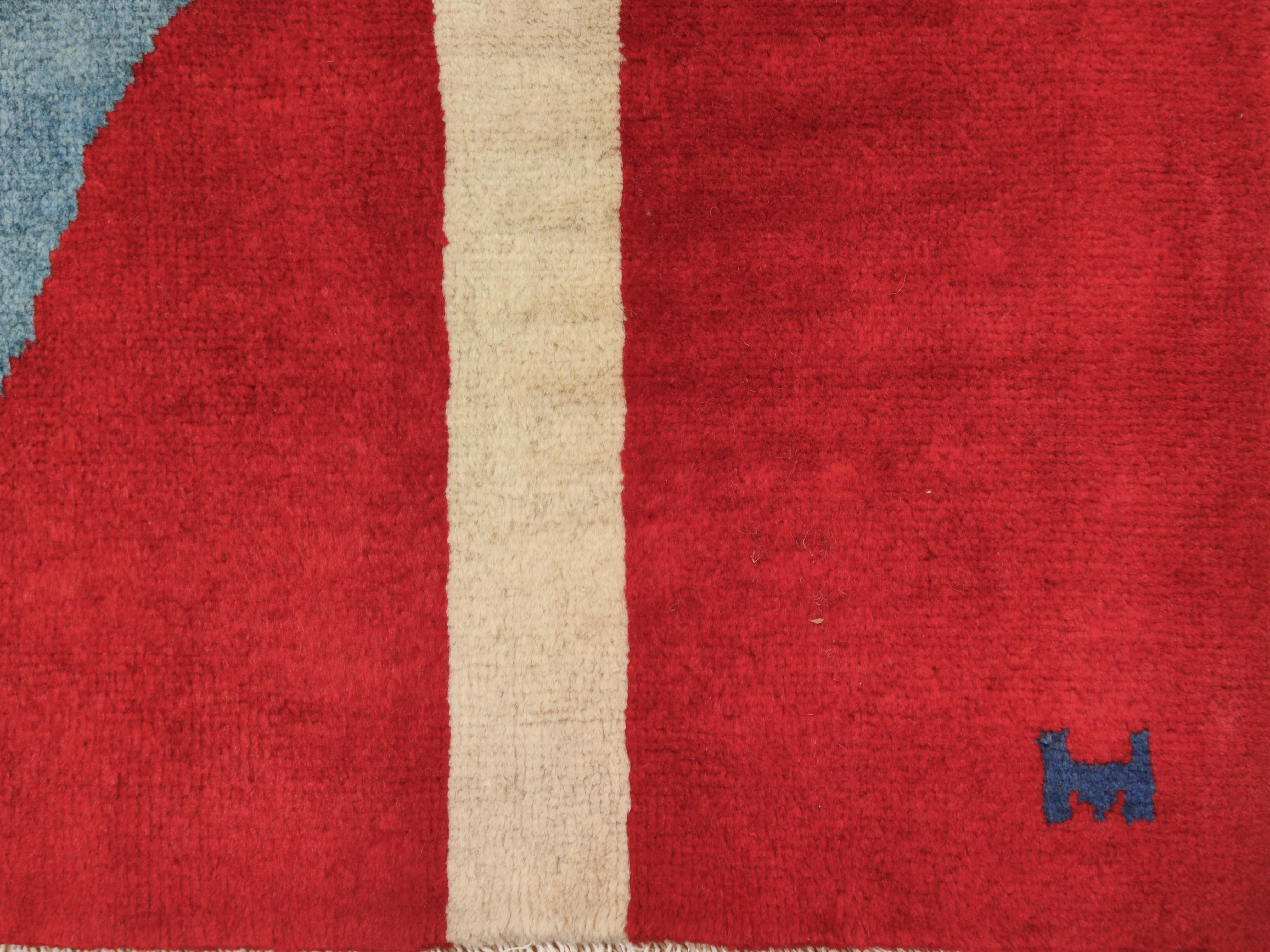 Moderner Teppich aus der Jahrhundertmitte mit abstraktem geometrischem Design (Art déco) im Angebot