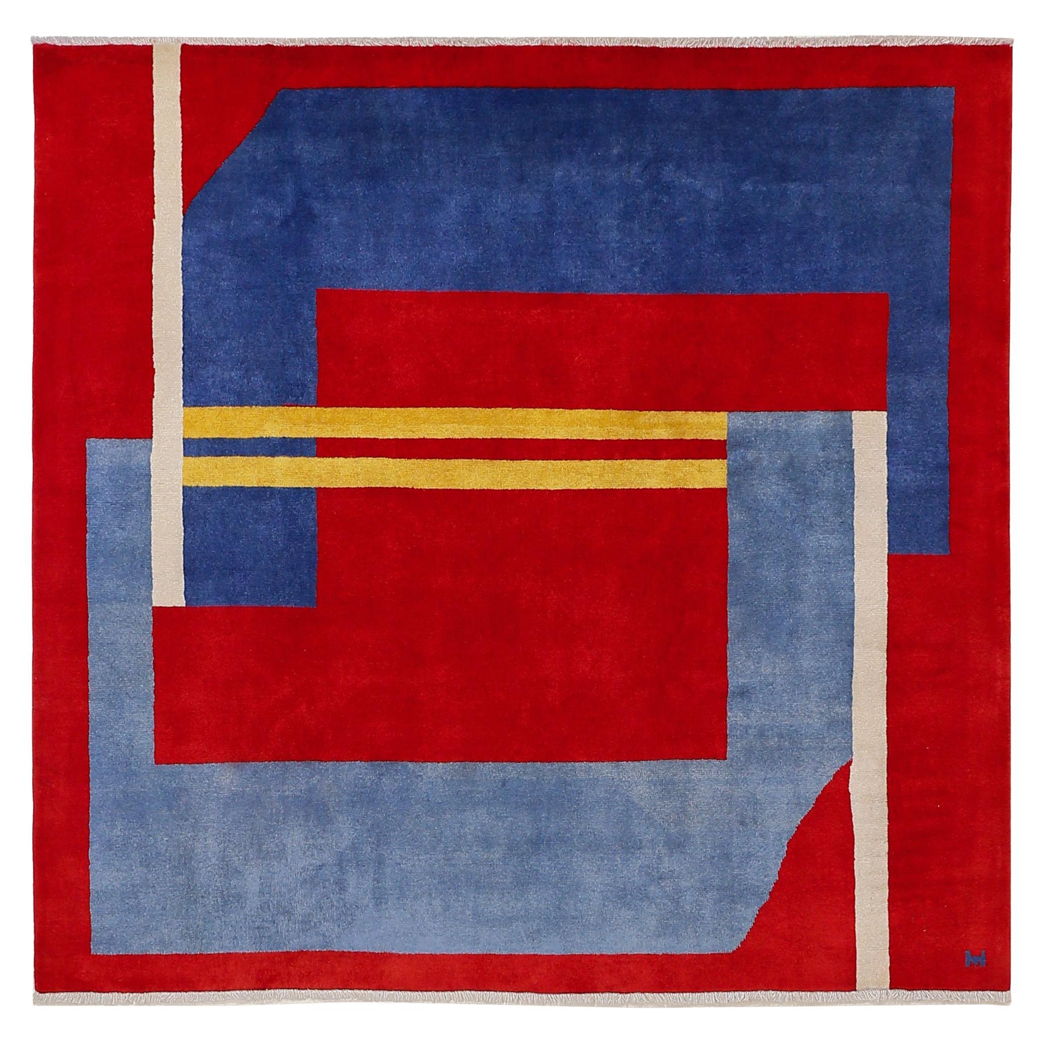 Tappeto Mid-Century Modern con design geometrico astratto