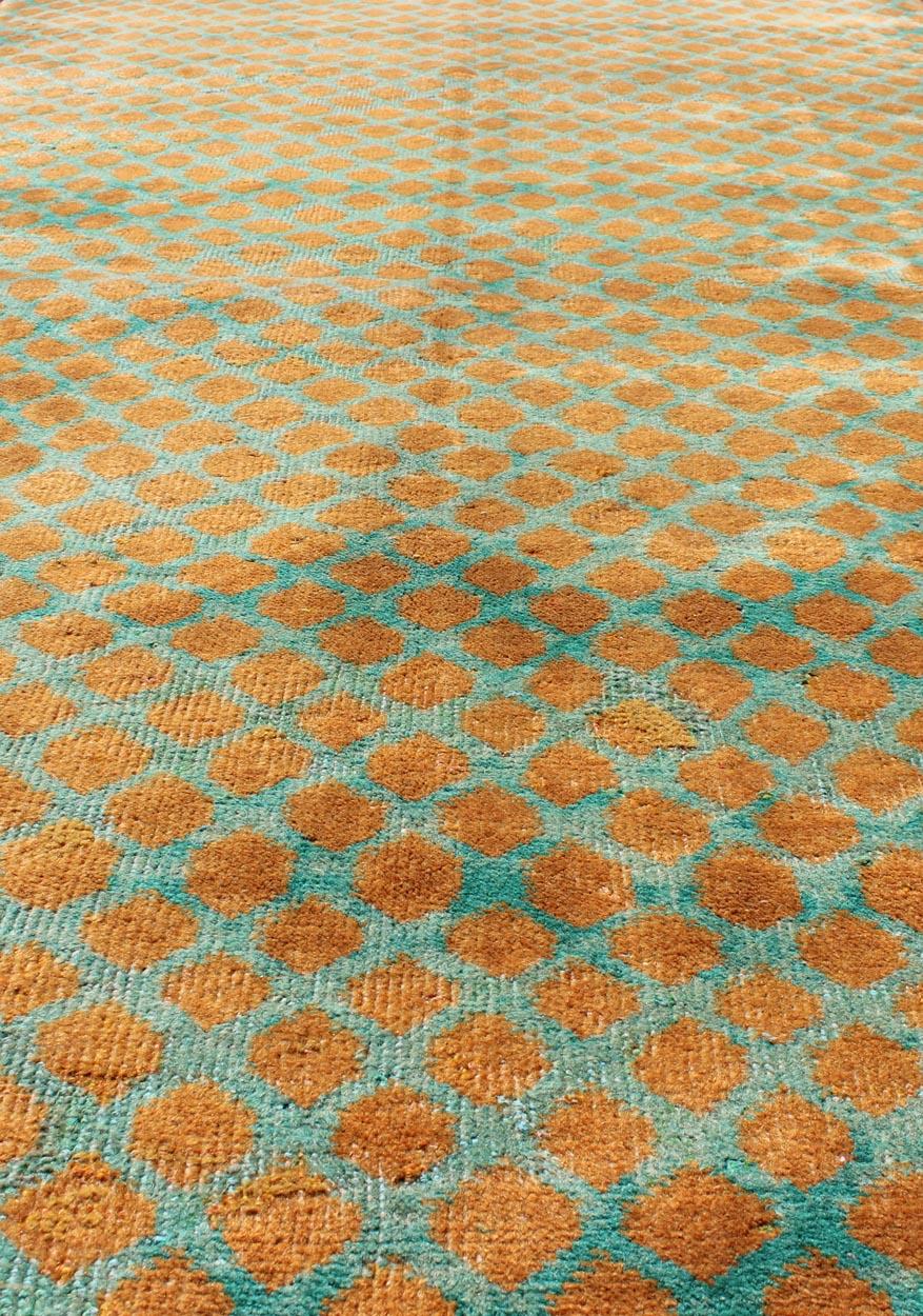 orange and teal rug