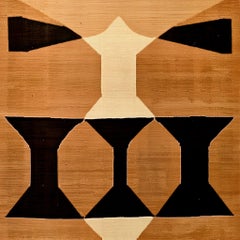 Mid-Century Modern Runner Ethnic Geometric Pattern Beige Brown, Mustard, Black