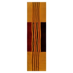 Corredor Moderno de Mediados de Siglo Patrón de Rayas Rojo, Marrón, Naranja, Amarillo, Negro