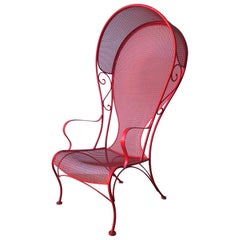 Mid-Century Modern Russell Woodard Canopy Patio Chair in Red