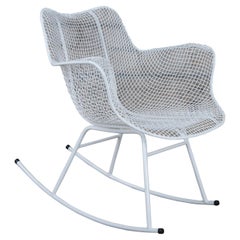 Russell Woodard Mid Century Modern Sculptura Mesh Patio Rocking Arm Chair Rocker