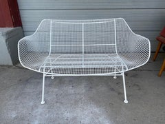 Mid-Century Modern Russell Woodard Sculptura Outdoor Mesh Iron Bench
