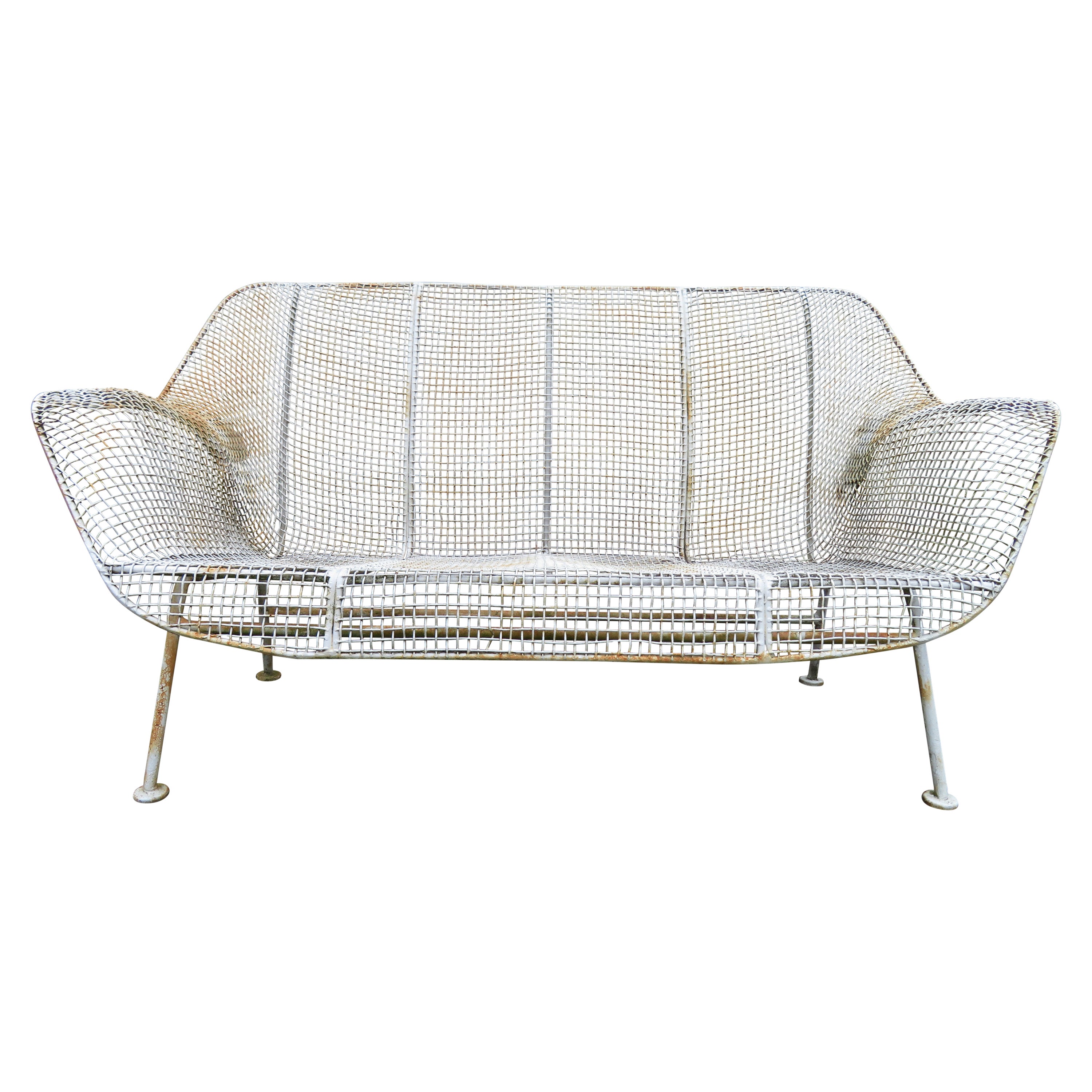 Mid-Century Modern Russell Woodard Skulptura Garten-/ Terrassen-Schmiedeeisenbank