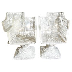 Mid Century Modern Russell Woodard Spun Fiberglass Arm Dining Chairs - Set of 4