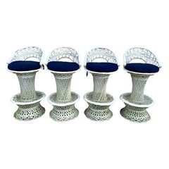 Vintage Mid-Century Modern Russell Woodard Spun Fiberglass Stools, Set of 4