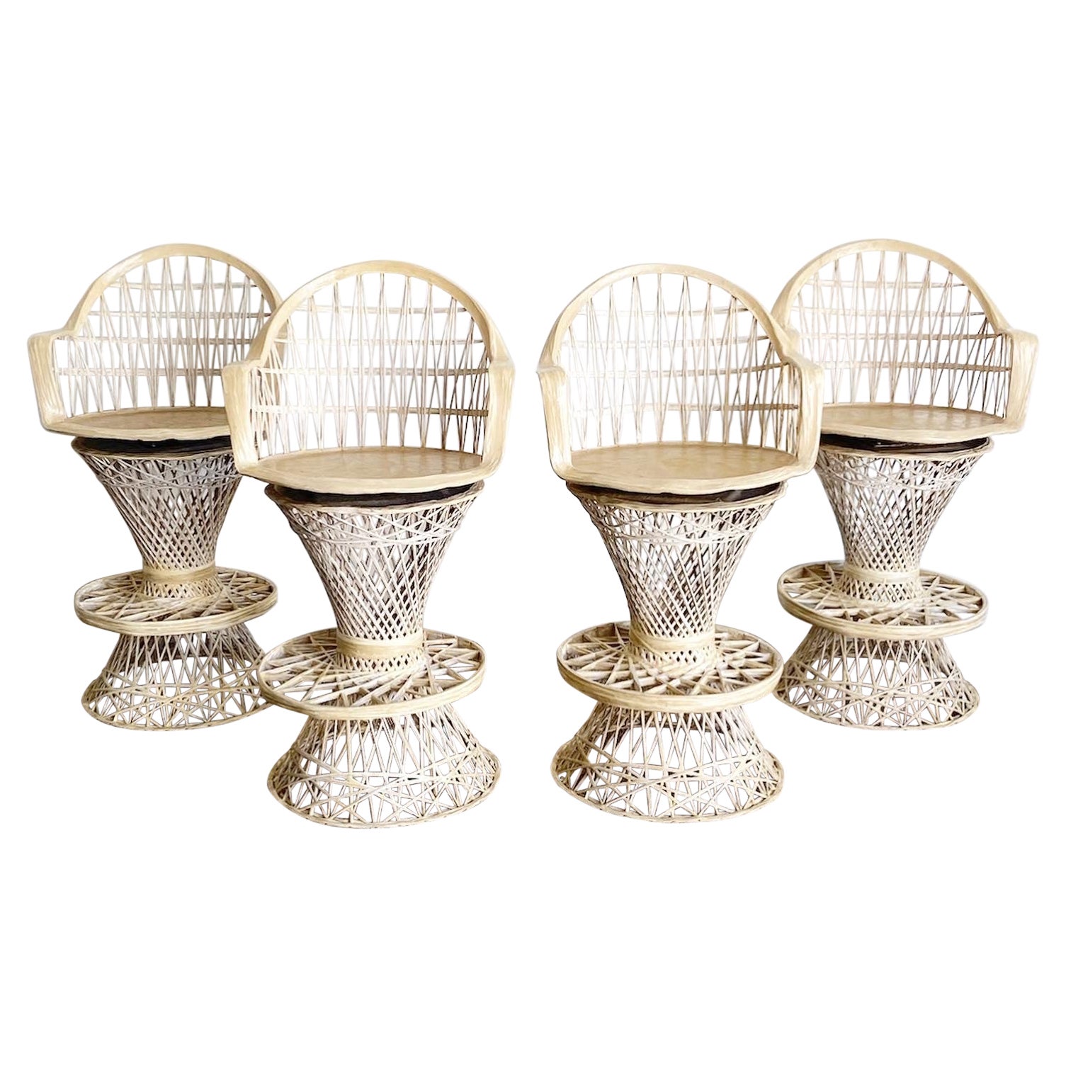 Tabourets de bar pivotants Russell Woodard en fibre de verre filée, modernes du milieu du siècle dernier, lot de 2