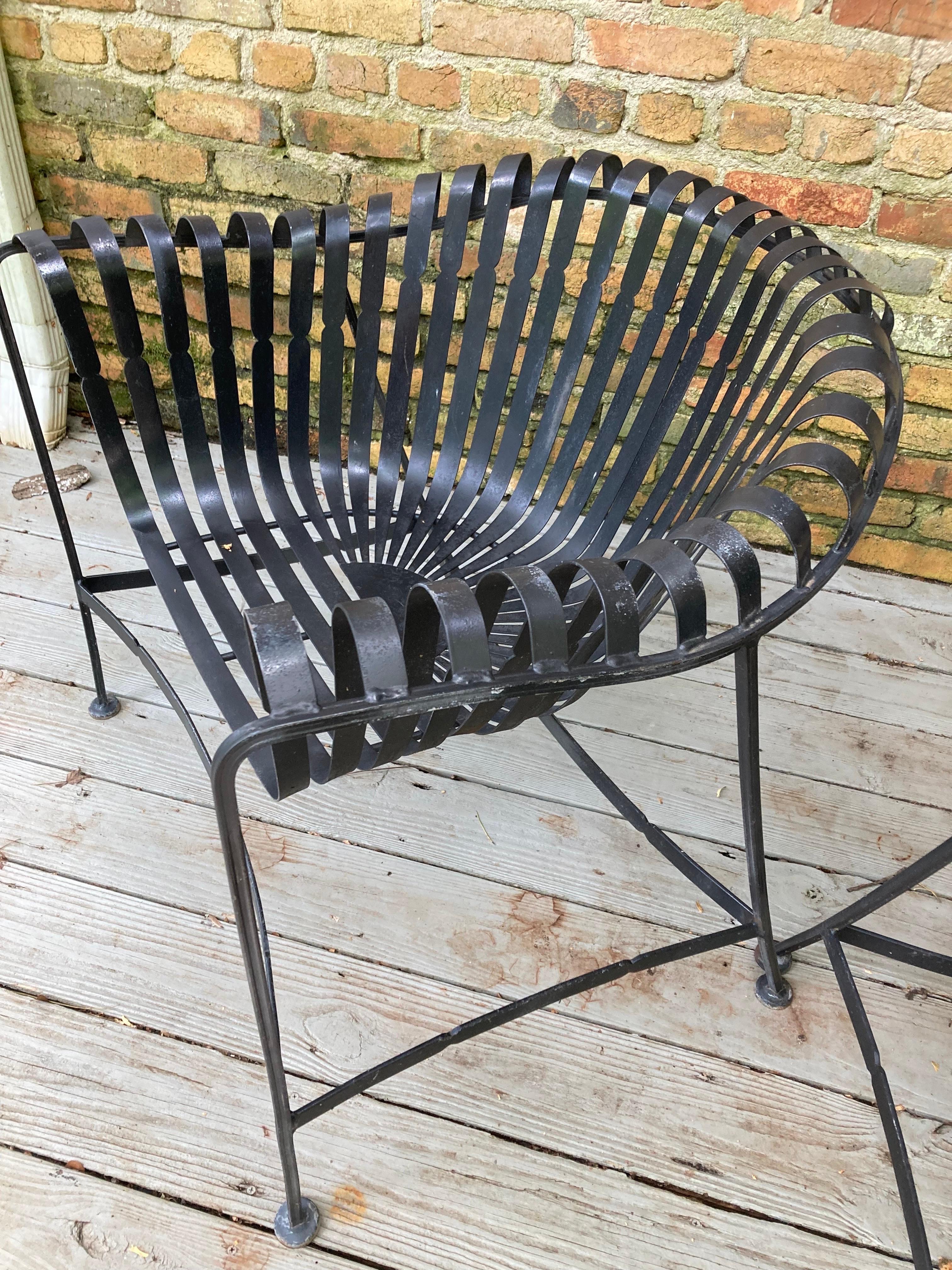 Mid-Century Modern mid century modern russell woodard strap iron loungers - a pair For Sale