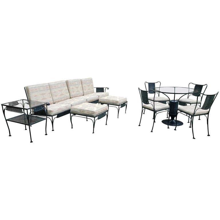 MidCentury Modern Russell Woodard Wrought Iron TenPiece Patio Set at