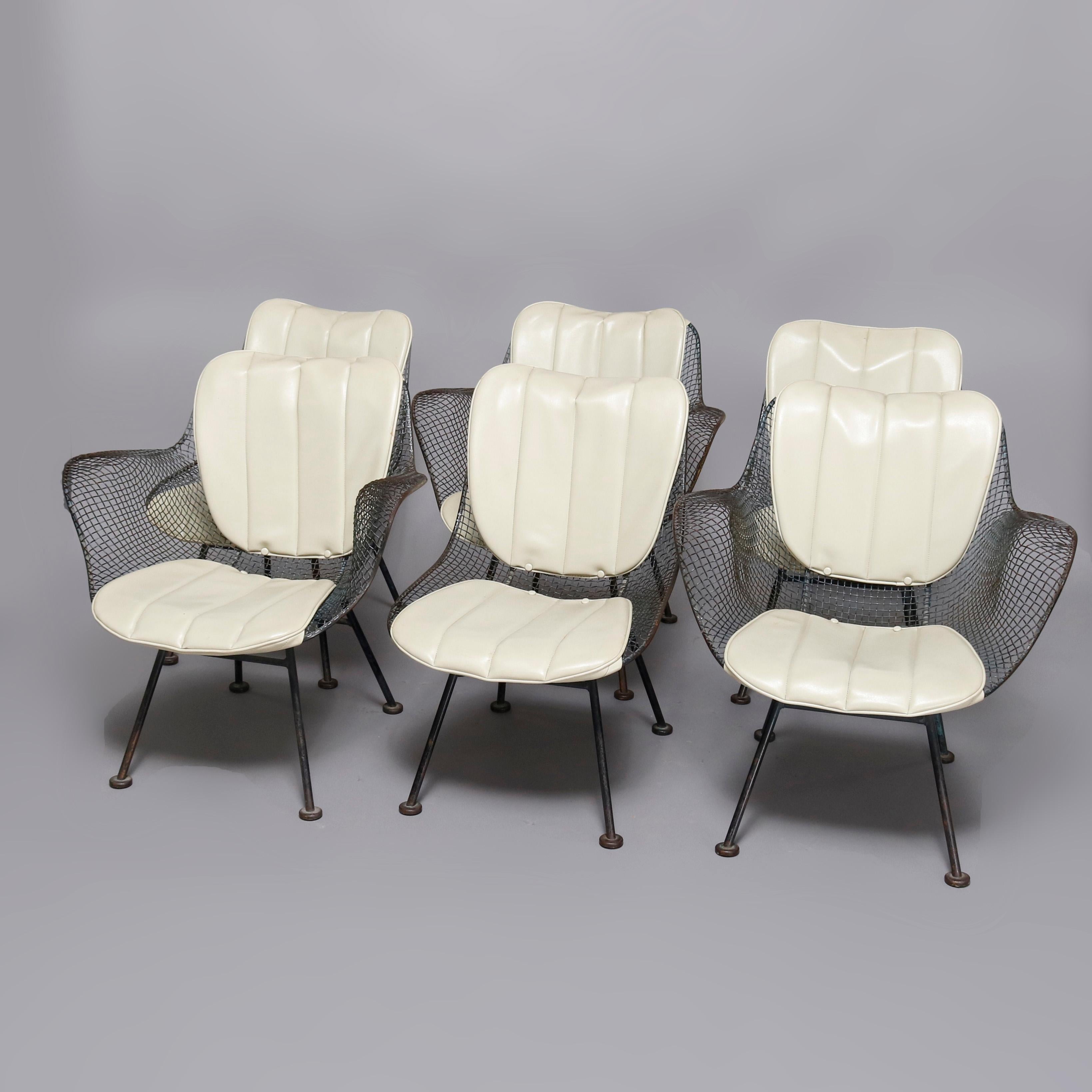 American Mid-Century Modern Russell Woodward Mesh and Slate Dining Set, circa 1960