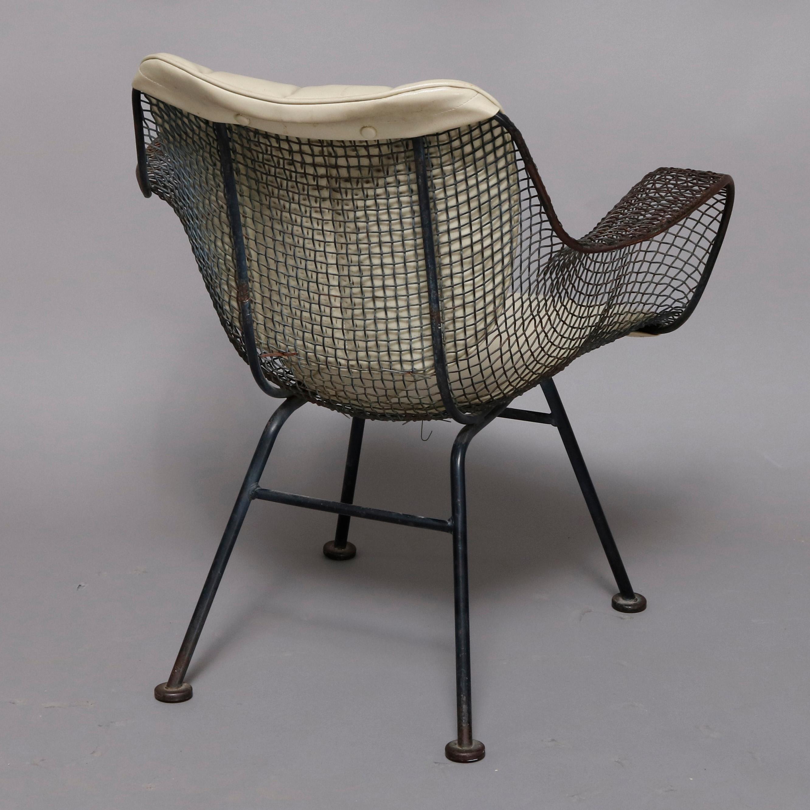Metal Mid-Century Modern Russell Woodward Mesh and Slate Dining Set, circa 1960