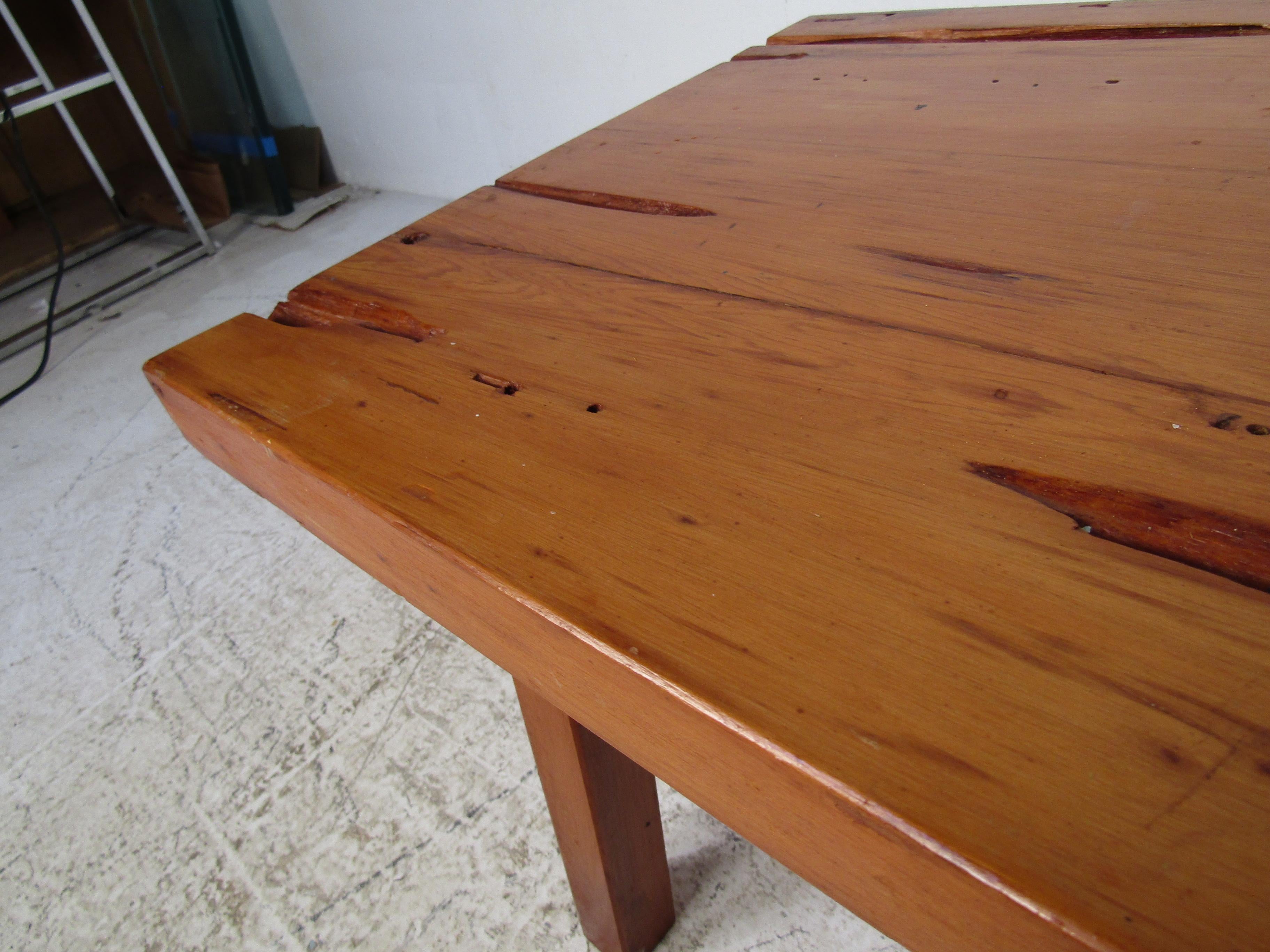 Mid-Century Modern Rustic Live Edge Coffee Table For Sale 7