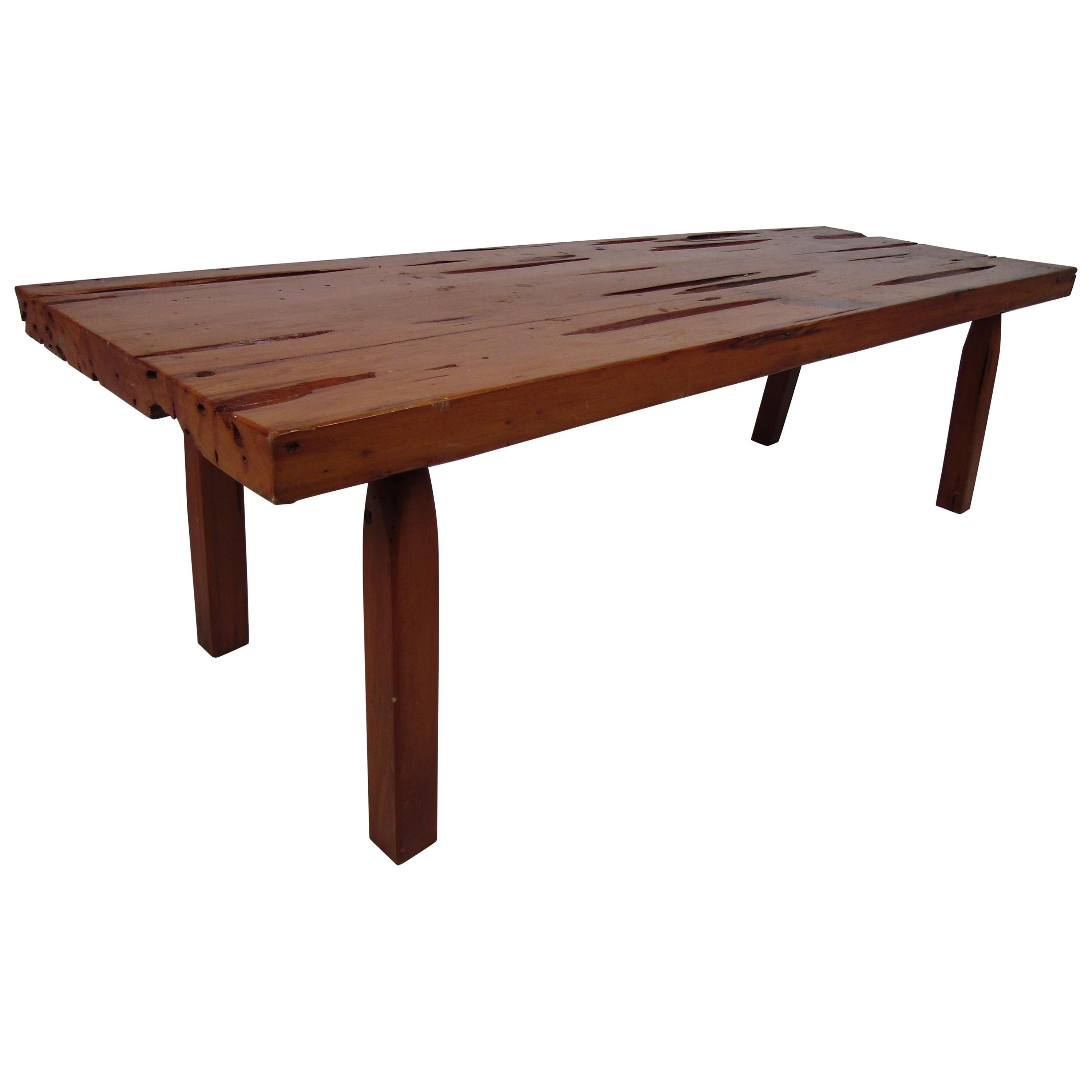 Mid-Century Modern Rustic Live Edge Coffee Table For Sale