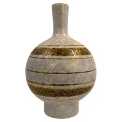 Mid-Century Modern Rustic Striped Studio Art Pottery Vase