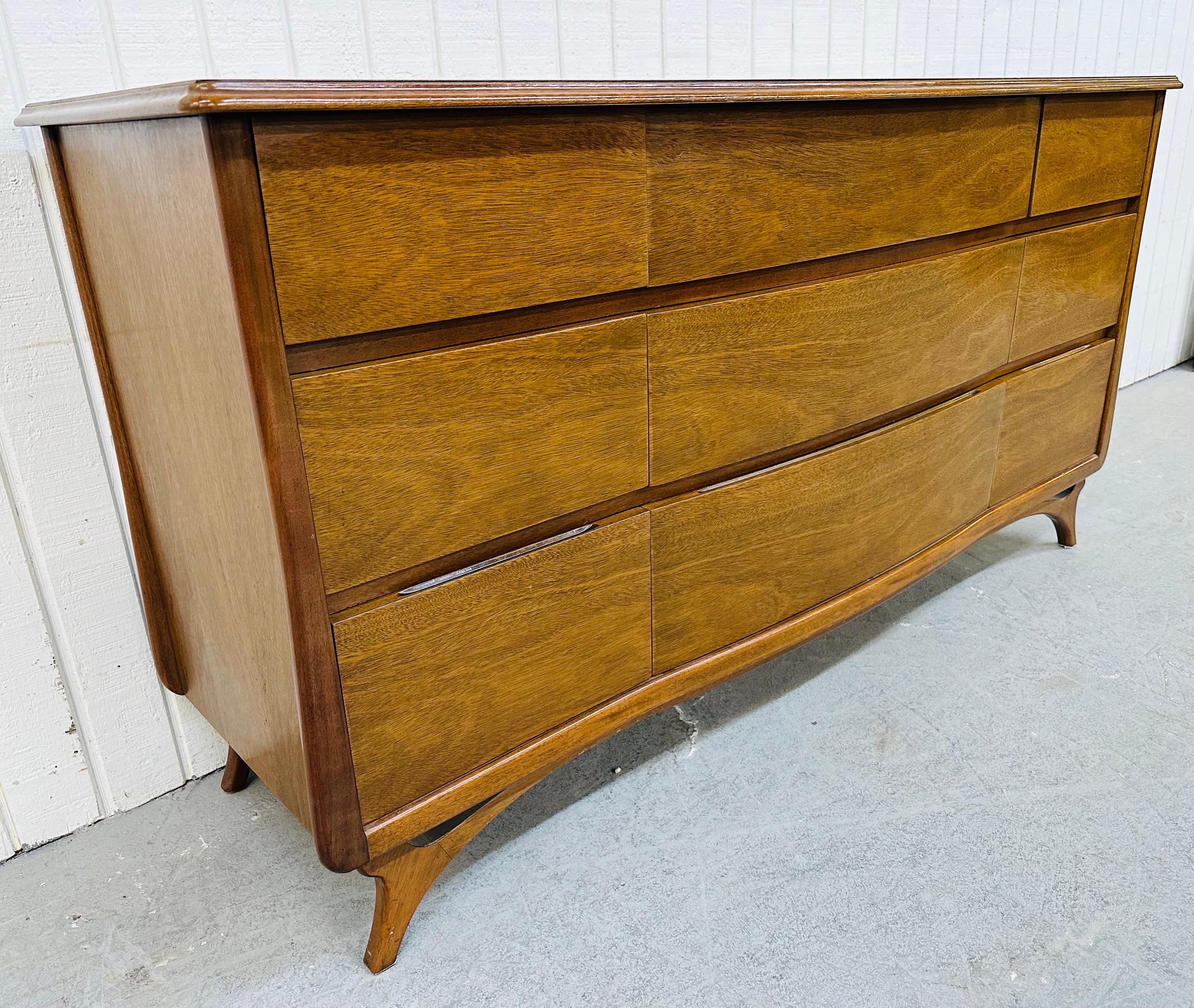 American Mid-Century Modern Rway Walnut Triple Dresser