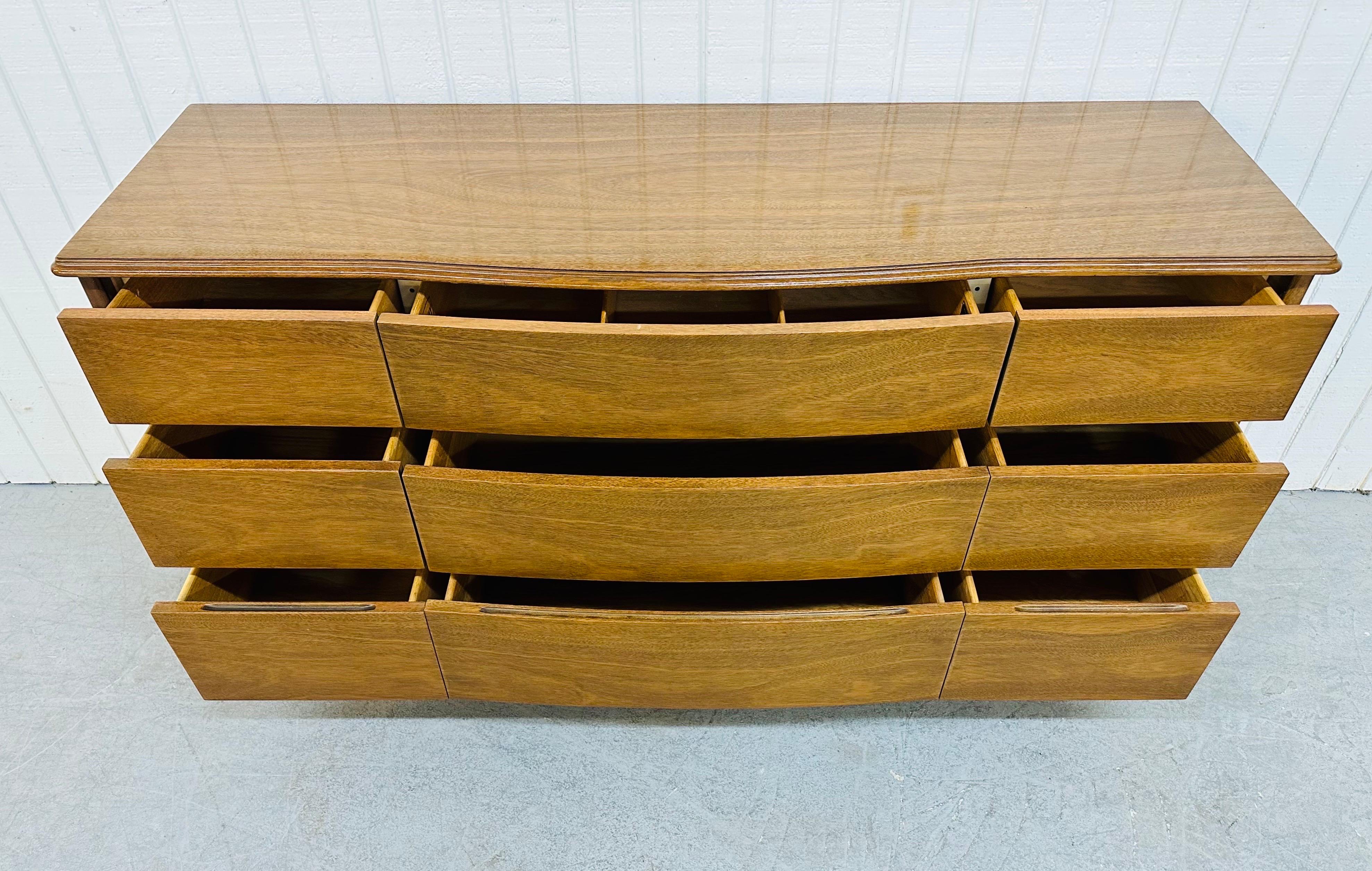 Wood Mid-Century Modern Rway Walnut Triple Dresser