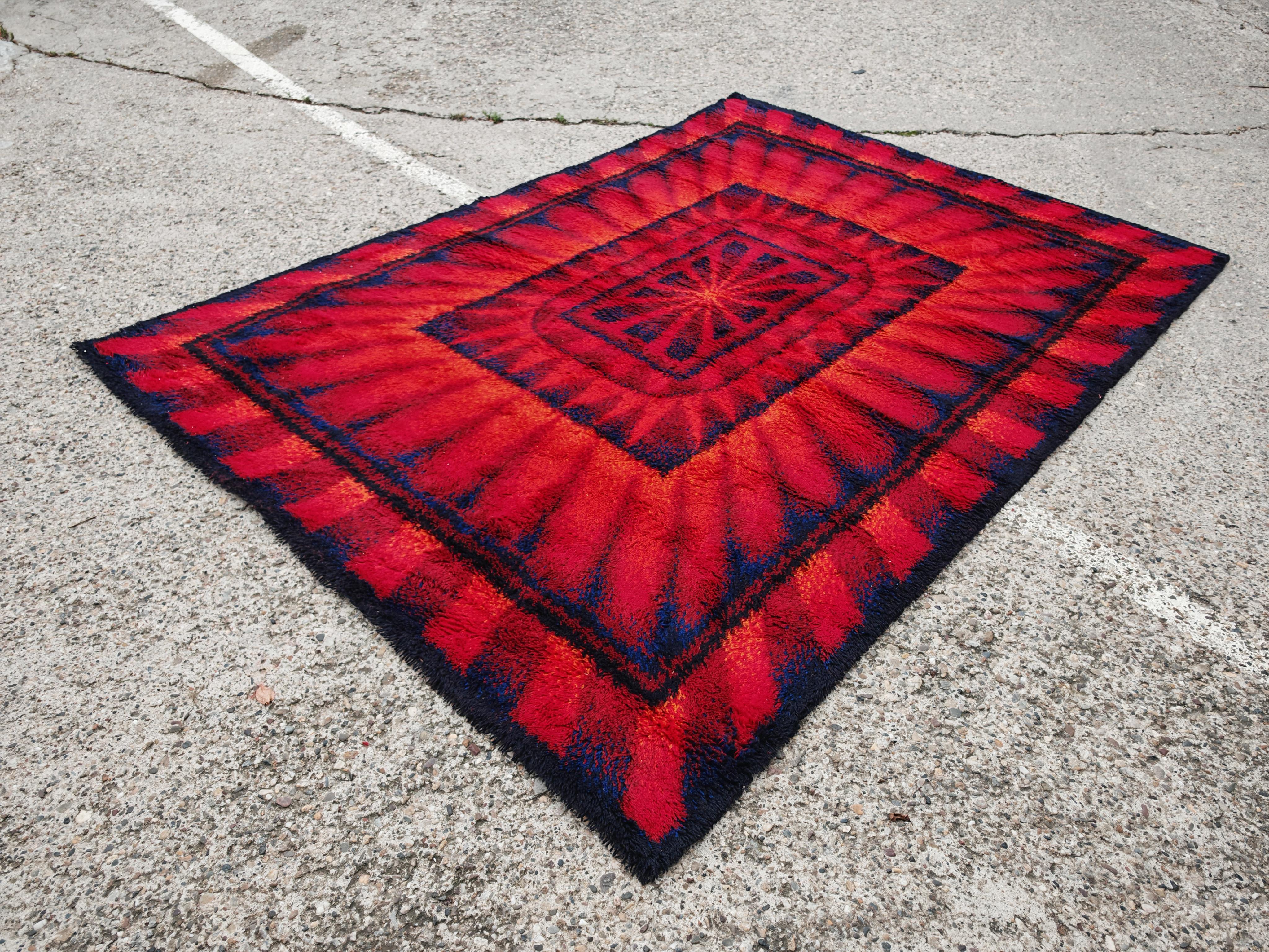 Tedesco Tappeto Rya di Siegel Teppich, Germania Occidentale, metà del secolo scorso in vendita