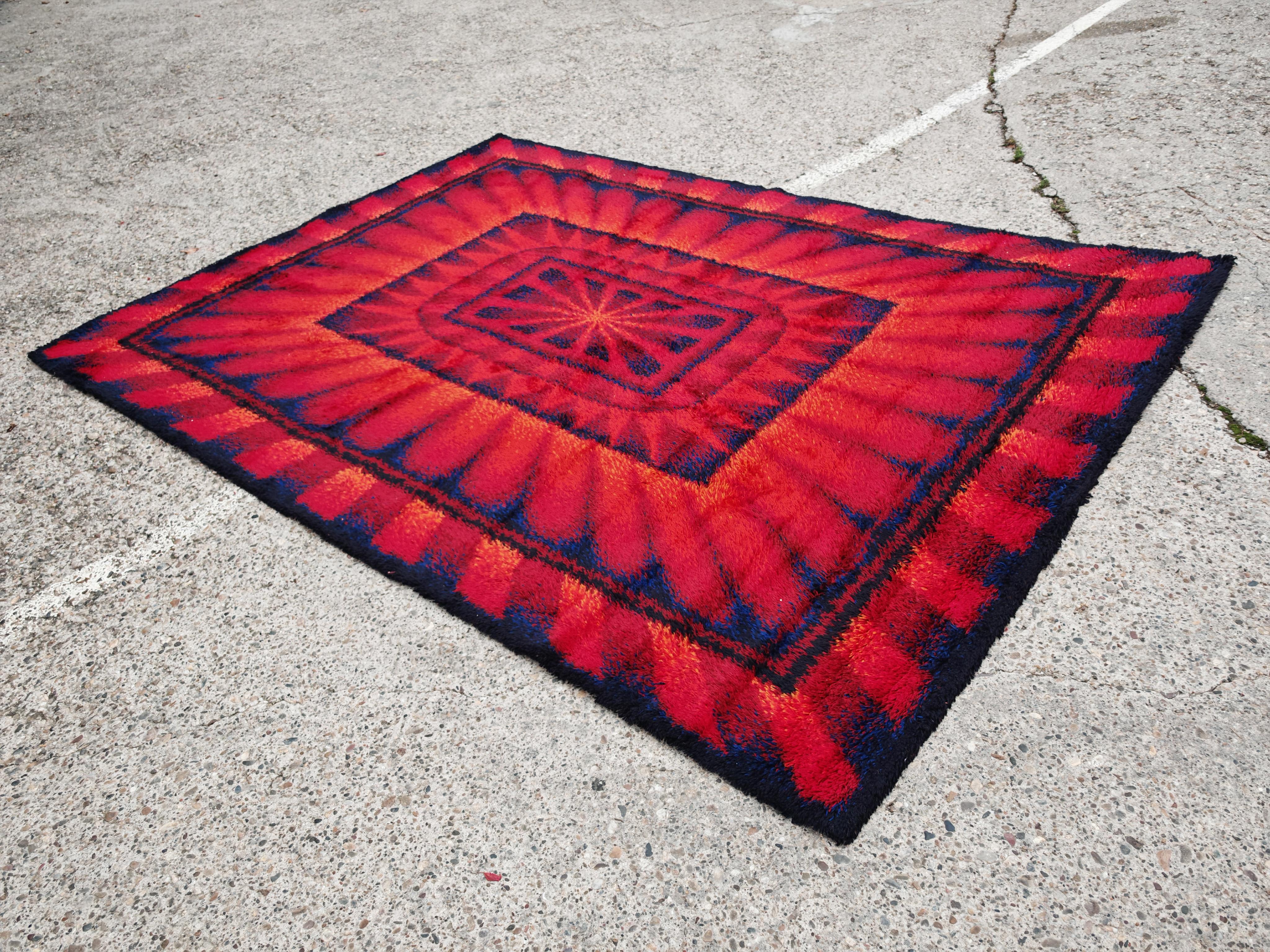 Fine XX secolo Tappeto Rya di Siegel Teppich, Germania Occidentale, metà del secolo scorso in vendita