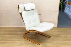Mid-Century Modern Rybo Rykkin Leather Chair & Ottoman Norway