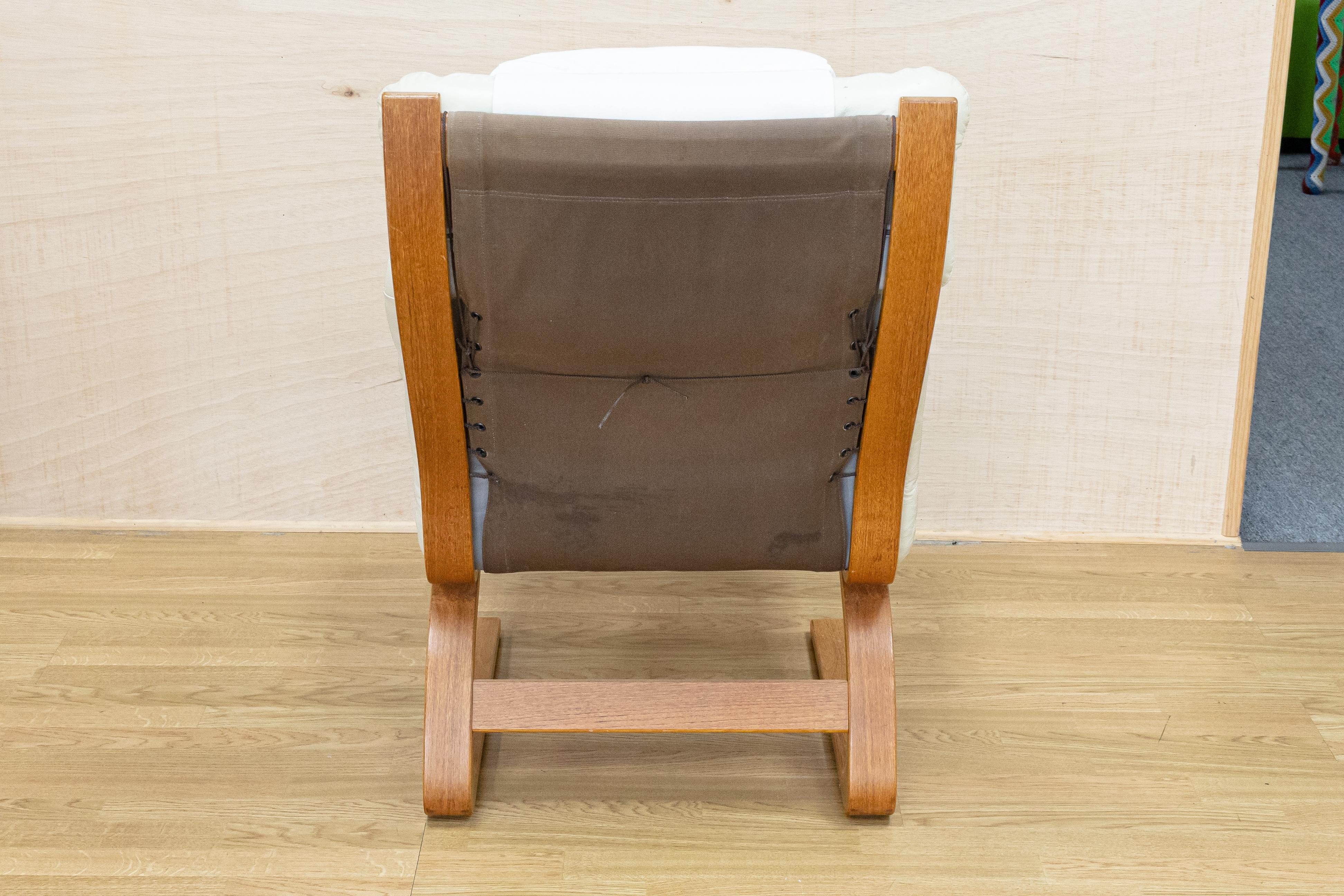 Mid-Century Modern Rybo Rykkin Leather Chair & Ottoman Norway 2
