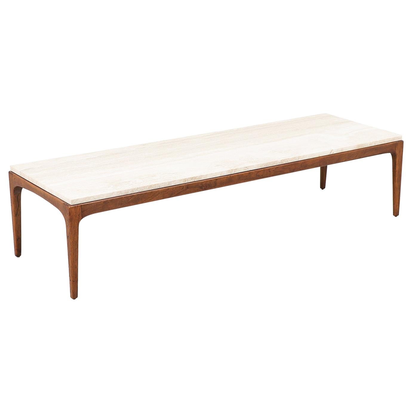 Mid-Century Modern “Rythm” Coffee Table with Crema Marfil Marble Top by Lane