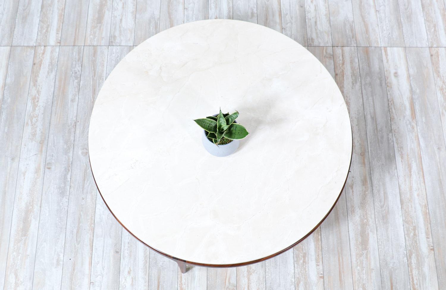 Mid-20th Century Mid-Century Modern “Rythm” Coffee Table with Crema Marfil Stone Top by Lane