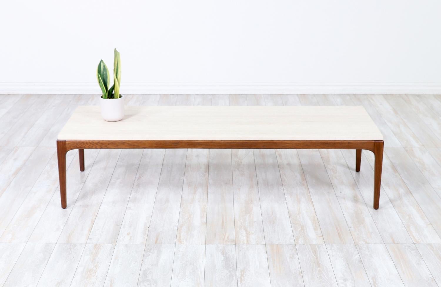 mid century travertine coffee table