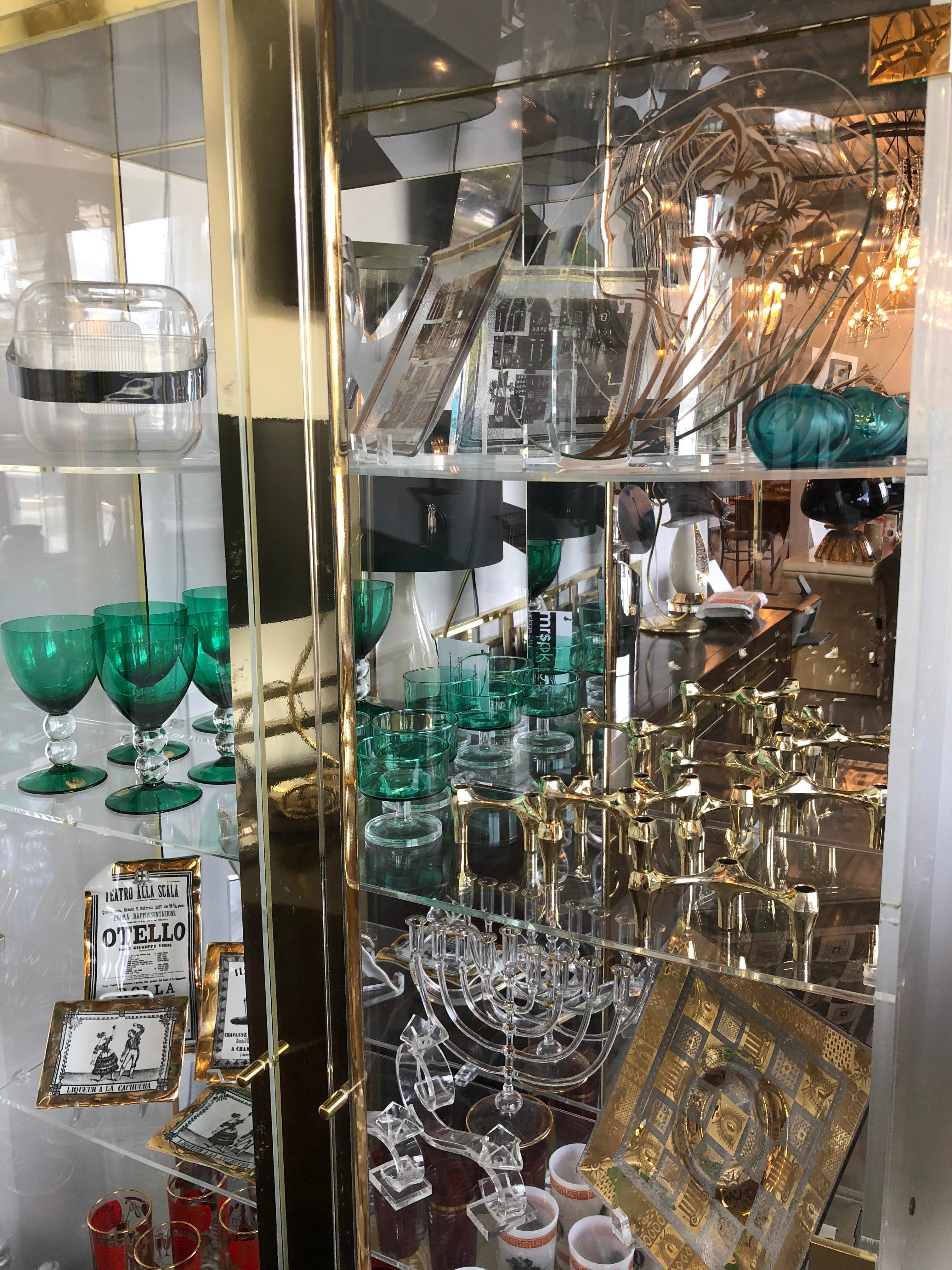 Mid Century Modern S/4 Cristal D'arques Cavalier Green Champagne / Sherbet Stems In Good Condition In Houston, TX