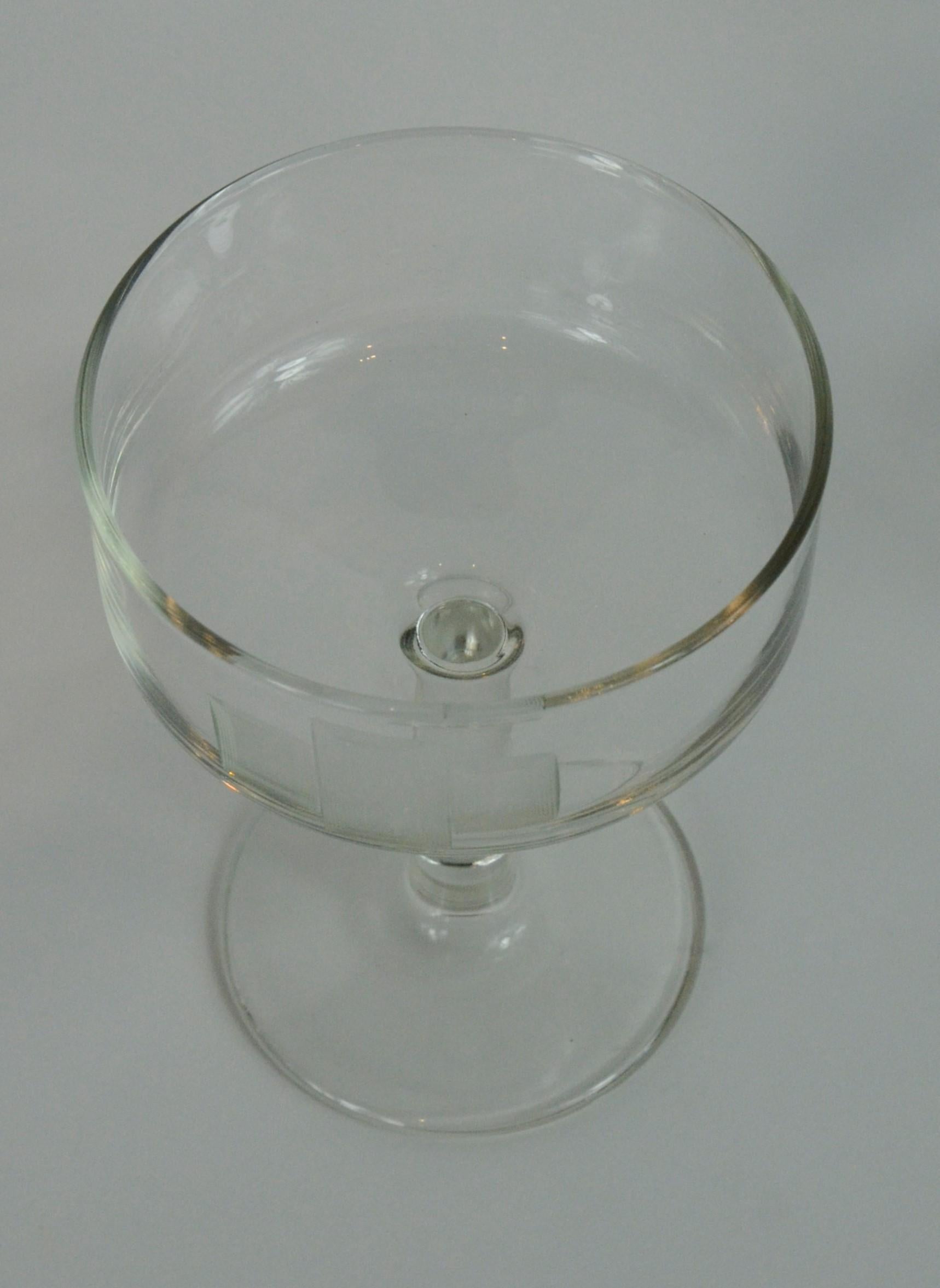 S/8 Handmade Frosted Etched Deco Style Accent Over Clear Glass Champagne Coupes For Sale 4