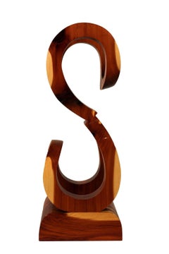 Mid-Century Modern S Design Ceder Handcrafted Sculpture Signed by Artist