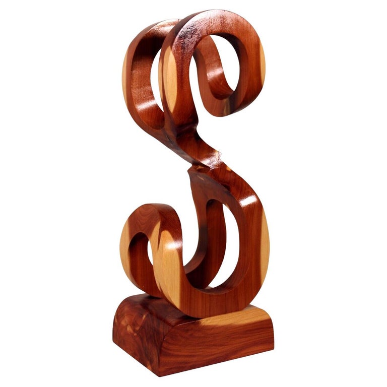 MidCentury Modern S Design Ceder Handcrafted Sculpture Signed by