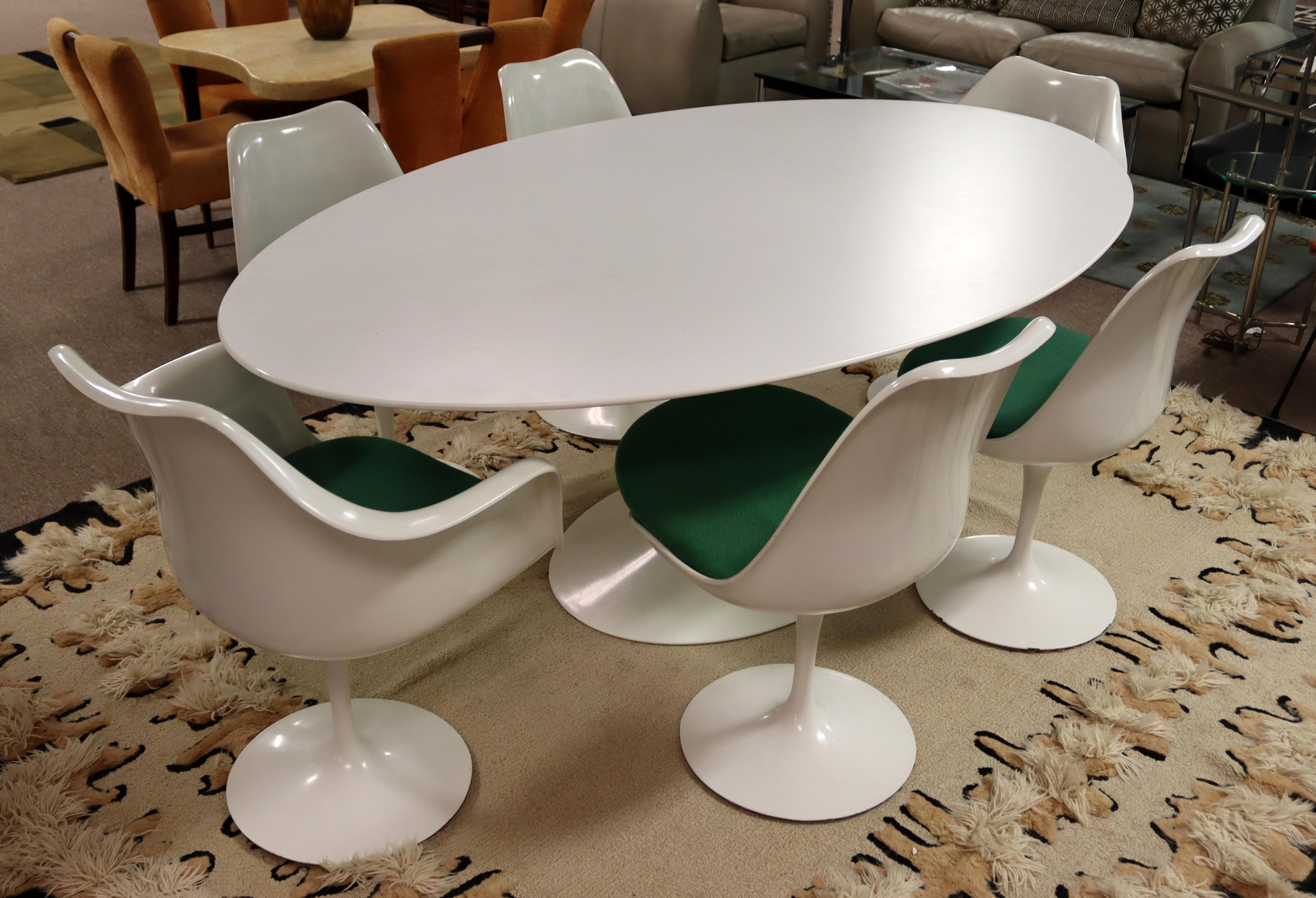 Mid-20th Century Mid-Century Modern Saarinen Signed Knoll Tulip Dining Set Table 6 Chairs, 1950s