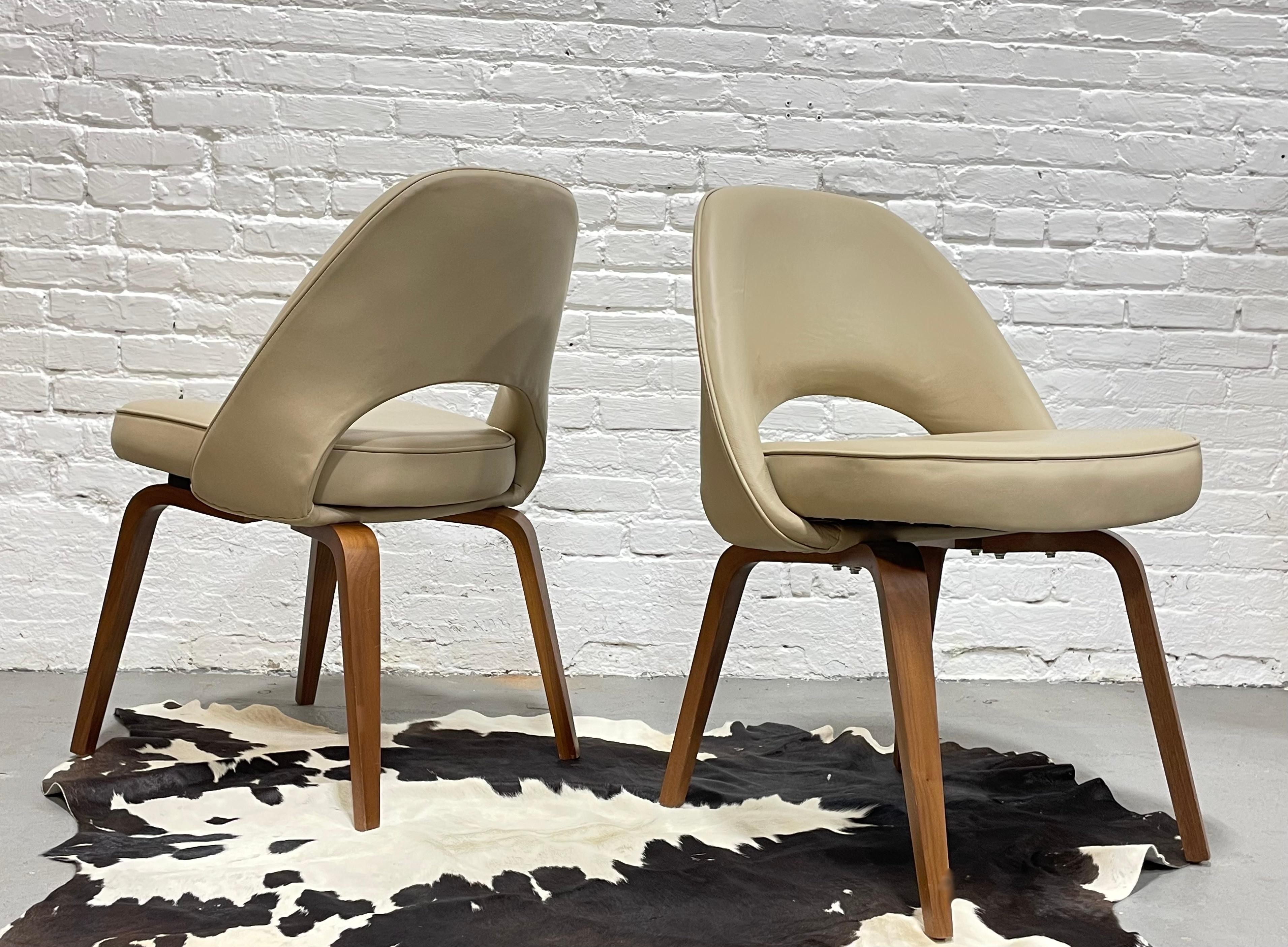 Naugahyde Mid-Century Modern Saarinen Styled Side Chairs, a Pair