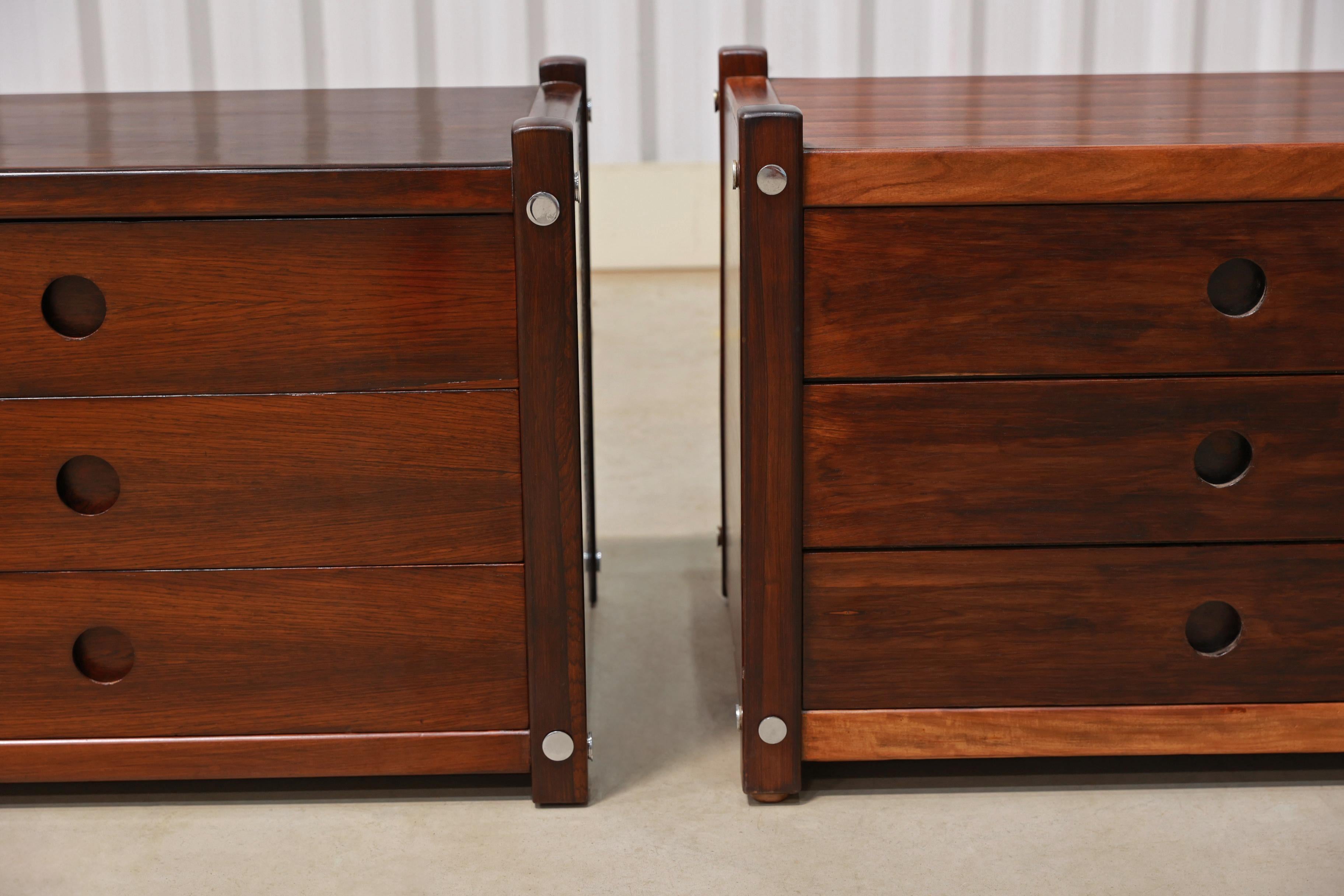 Mid-century Modern “Sabara” Side Tables in Rosewood Sergio Rodrigues, Brazil In Good Condition For Sale In New York, NY