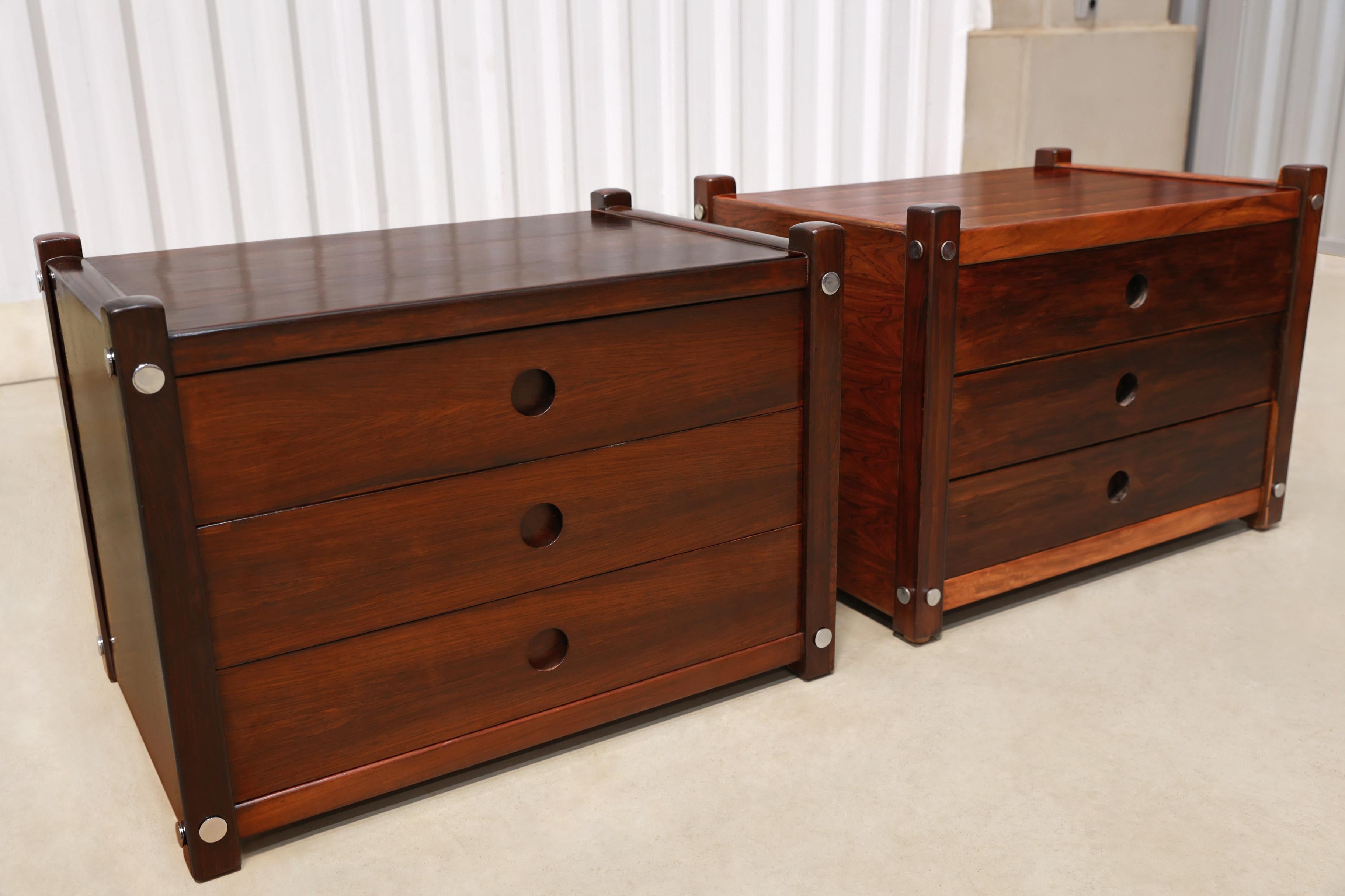20th Century Mid-century Modern “Sabara” Side Tables in Rosewood Sergio Rodrigues, Brazil For Sale