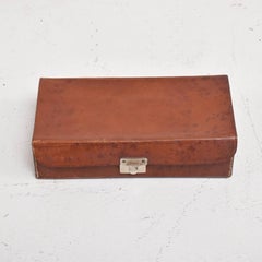 Mid-Century Modern Saddle Leather Box with Lock