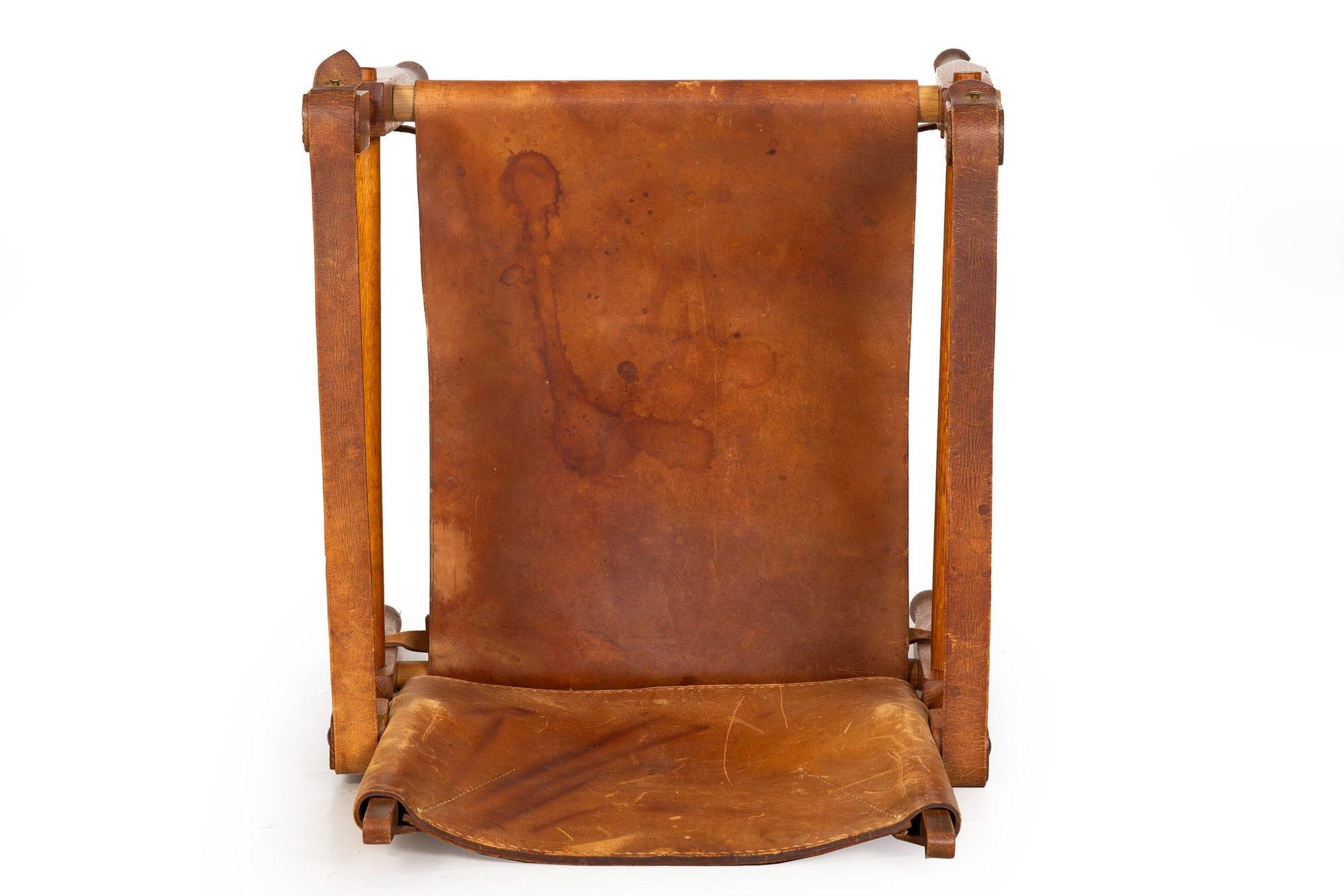 Mid-Century Modern “Safari” Chair in Leather and Oak by Wilhelm Kienzle, 1950s For Sale 6