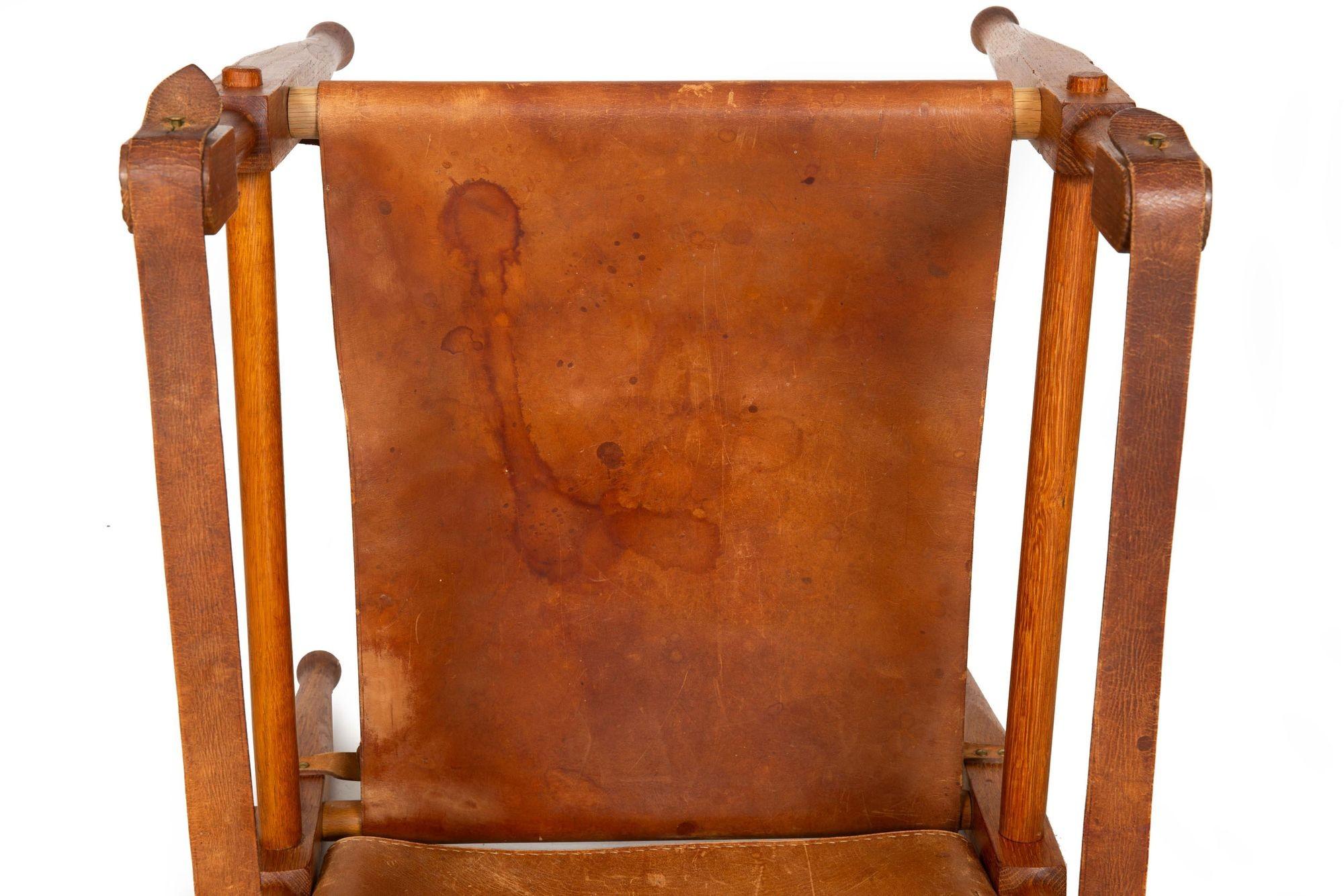Mid-Century Modern “Safari” Chair in Leather and Oak by Wilhelm Kienzle, 1950s For Sale 7