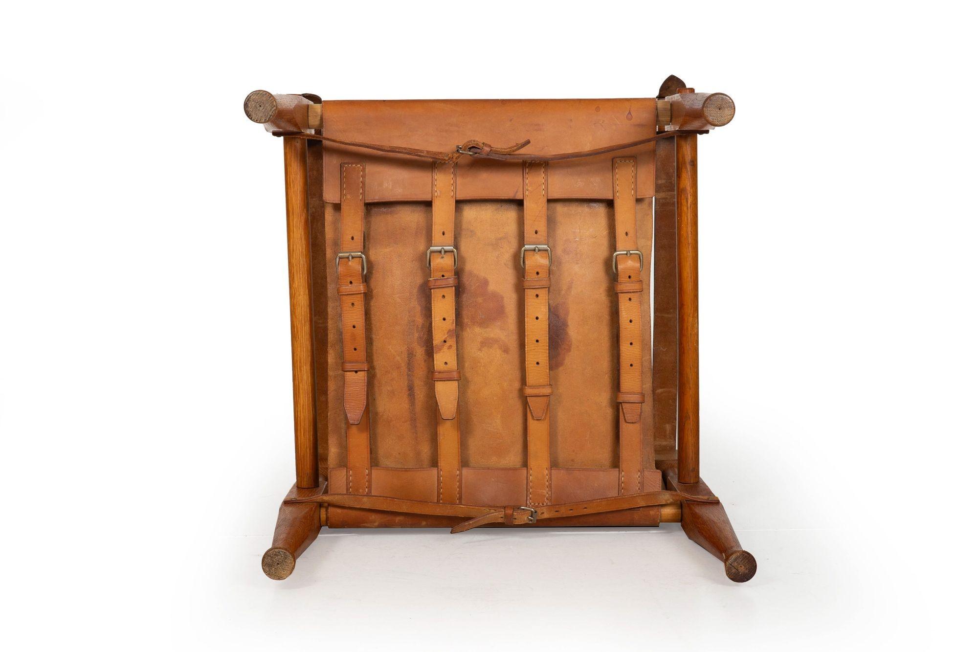 Mid-Century Modern “Safari” Chair in Leather and Oak by Wilhelm Kienzle, 1950s For Sale 8