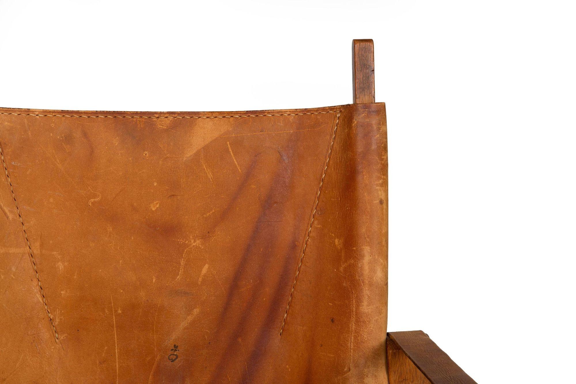 Mid-Century Modern “Safari” Chair in Leather and Oak by Wilhelm Kienzle, 1950s For Sale 9