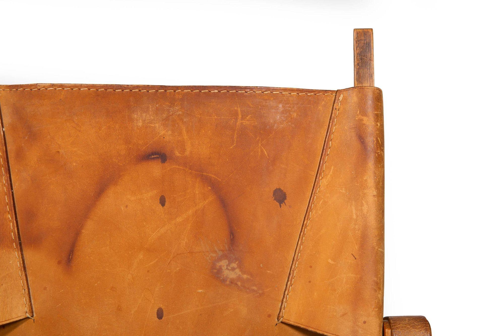 Mid-Century Modern “Safari” Chair in Leather and Oak by Wilhelm Kienzle, 1950s For Sale 11