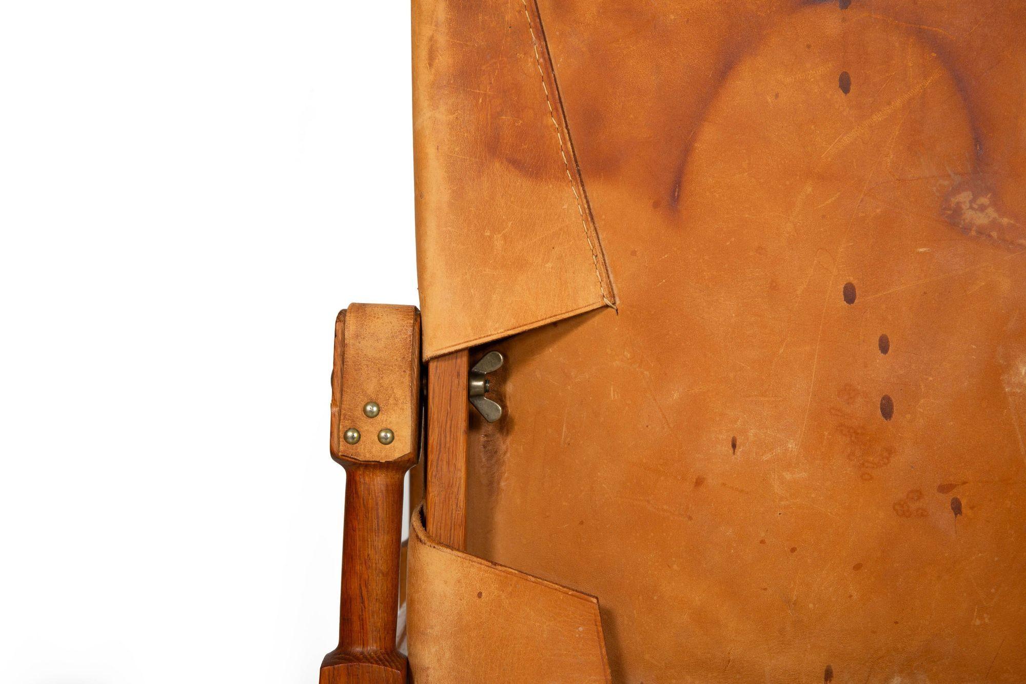 Mid-Century Modern “Safari” Chair in Leather and Oak by Wilhelm Kienzle, 1950s For Sale 12