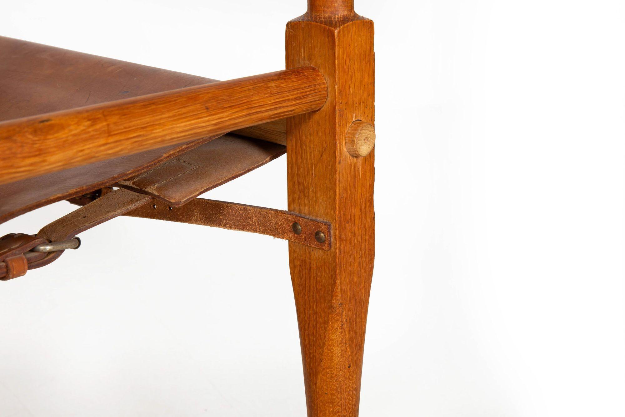 Mid-Century Modern “Safari” Chair in Leather and Oak by Wilhelm Kienzle, 1950s For Sale 14