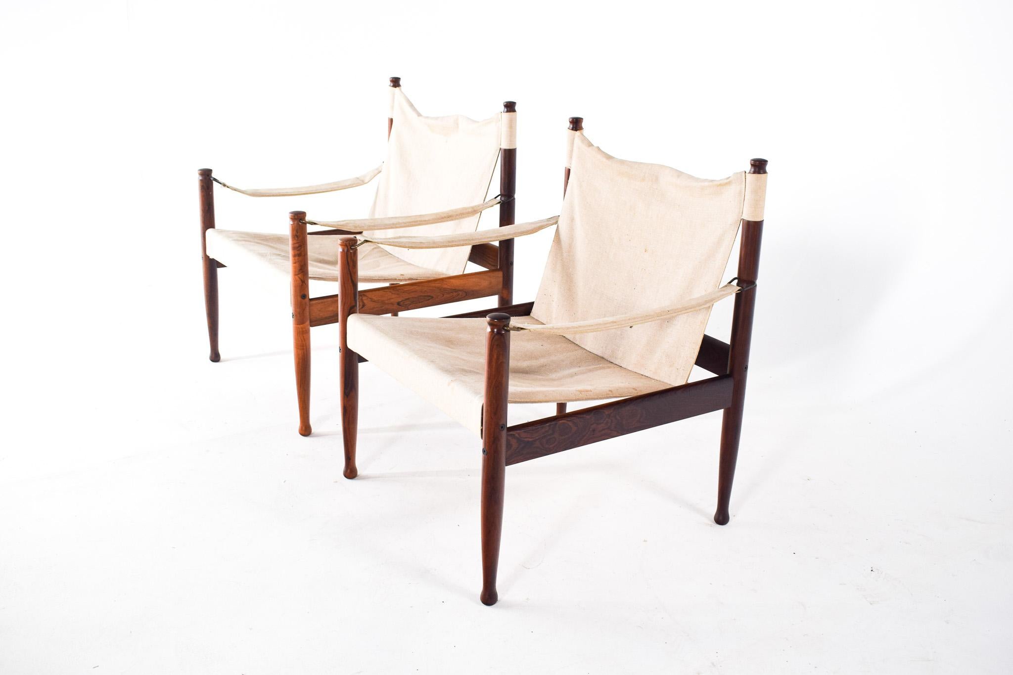 Mid-20th Century Mid-Century Modern Safari Chairs by Erik Wørts for Niels Eilersen, Denmark 1960s For Sale