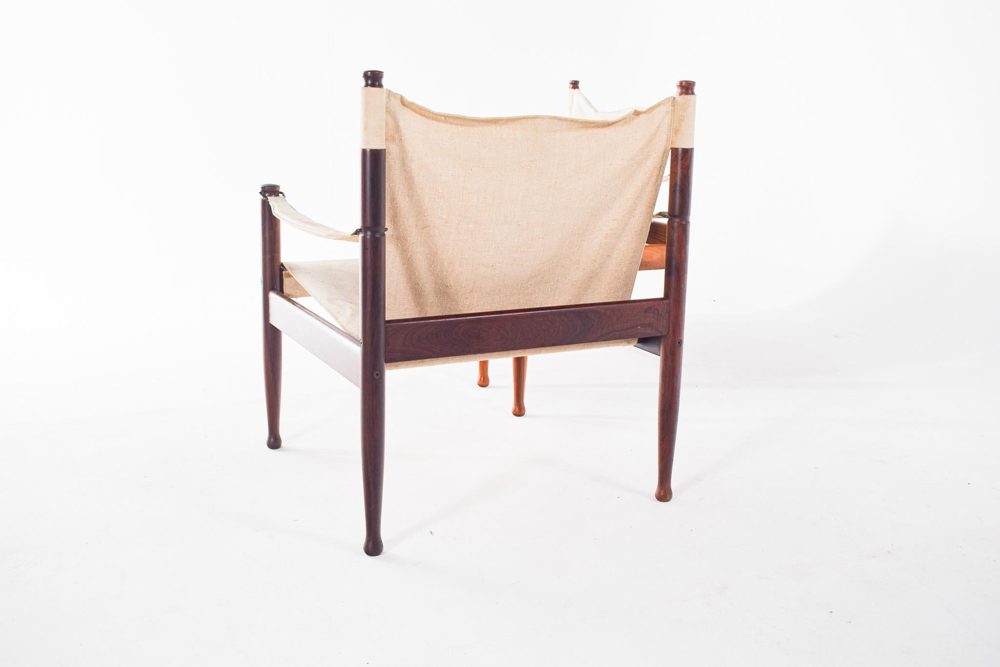 Rosewood Mid-Century Modern Safari Chairs by Erik Wørts for Niels Eilersen, Denmark 1960s For Sale