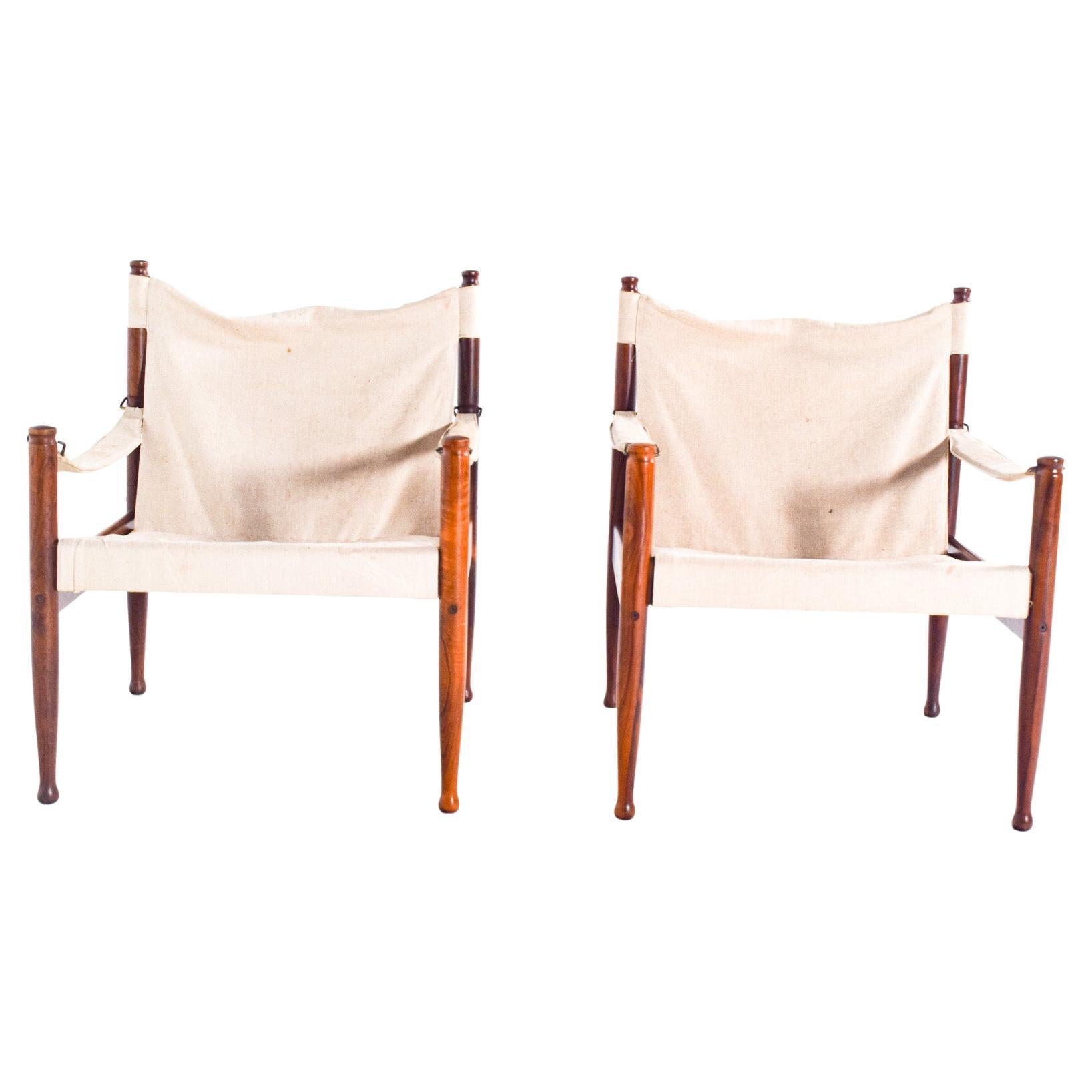 Mid-Century Modern Safari Chairs by Erik Wørts for Niels Eilersen, Denmark 1960s