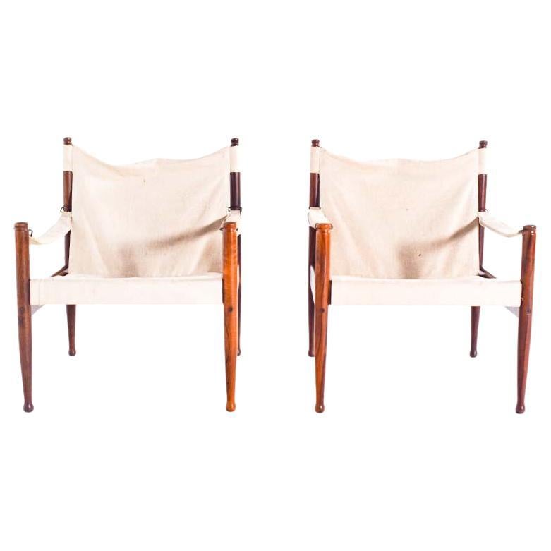 Mid-Century Modern Safari Chairs by Erik Wørts for Niels Eilersen, Denmark 1960s